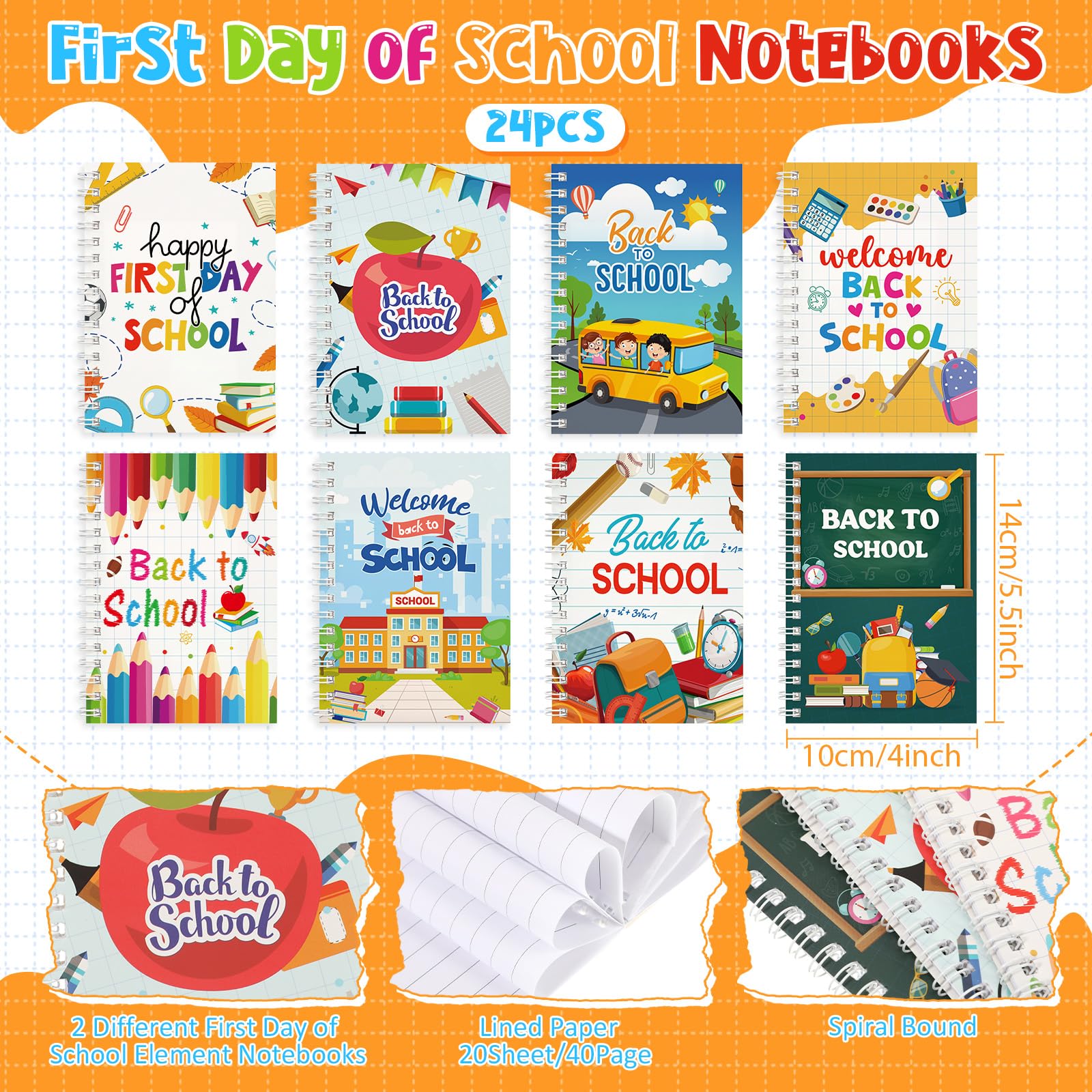 Crtiin Lot de 48 carnets à spirale en vrac pour la rentrée scolaire - Cadeau de remerciement pour enseignants - Fournitures de fête pour la rentrée scolaire (sport)