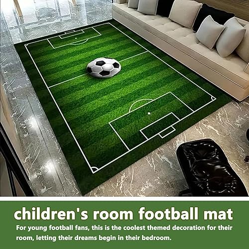 Miniatura 5 de Alfombra de fútbol infantil para dormitorio de niños, alfombra de área de juegos para habitaciones de niños, alfombra de baloncesto antideslizante