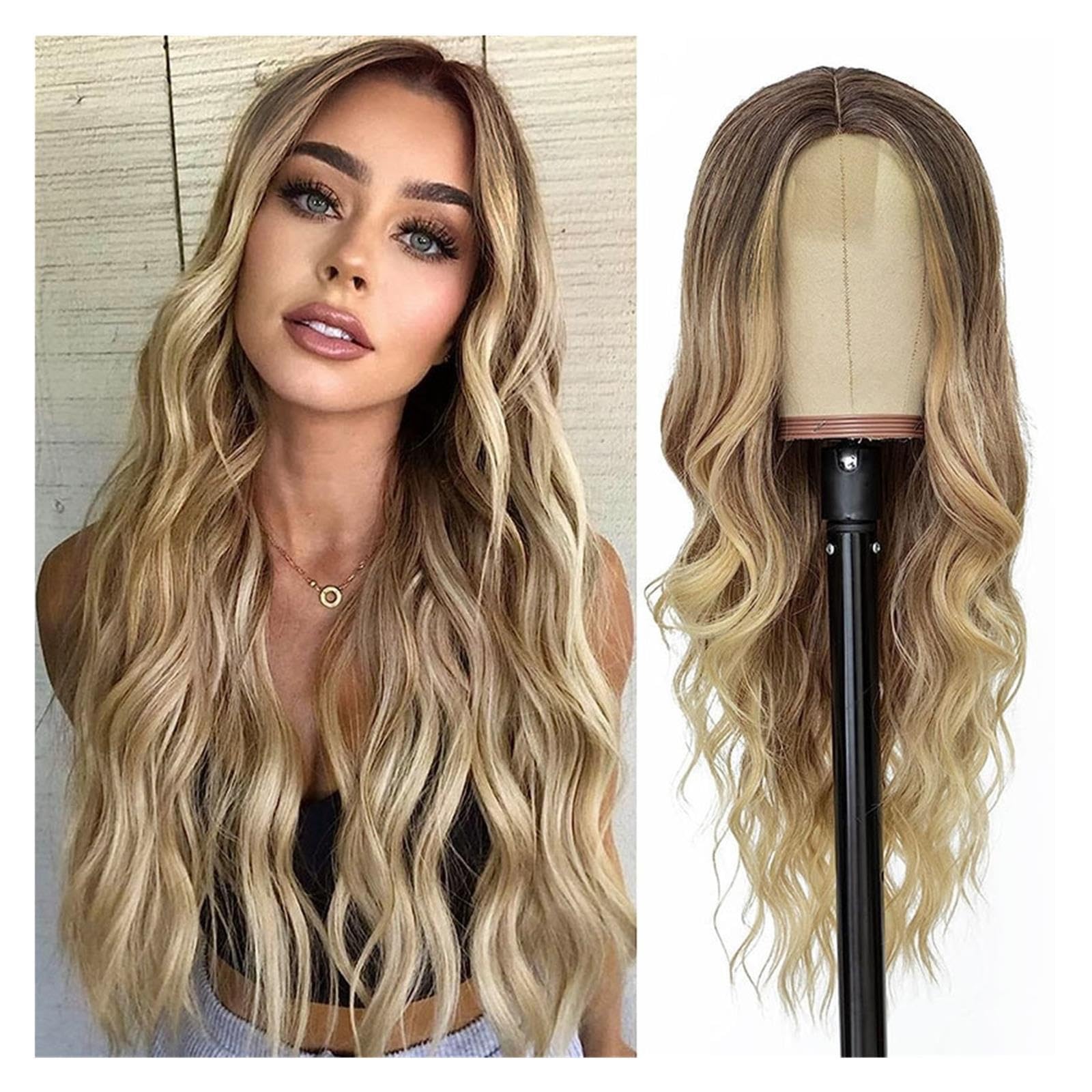 Parrucche Parrucca da donna for capelli ricci lunghi color oro sfumato