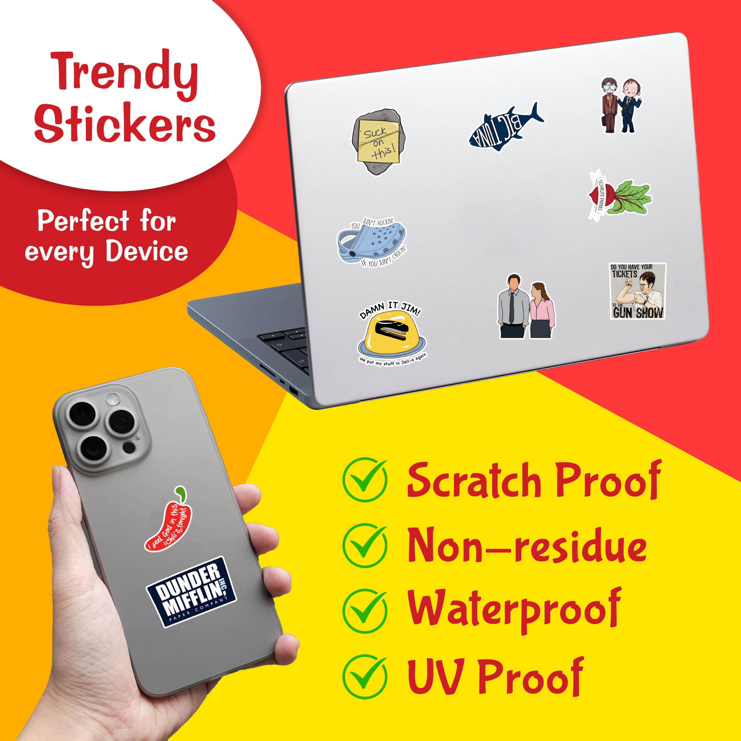 CodersParadise Vinyl Pack of 58 Office Laptop Sticker - TV Show Stickers for Laptop, Journal, Bike Helmet, Diary, Guitar, Mobile - Waterproof Residue Free, self-adhesive, 3 inch 2