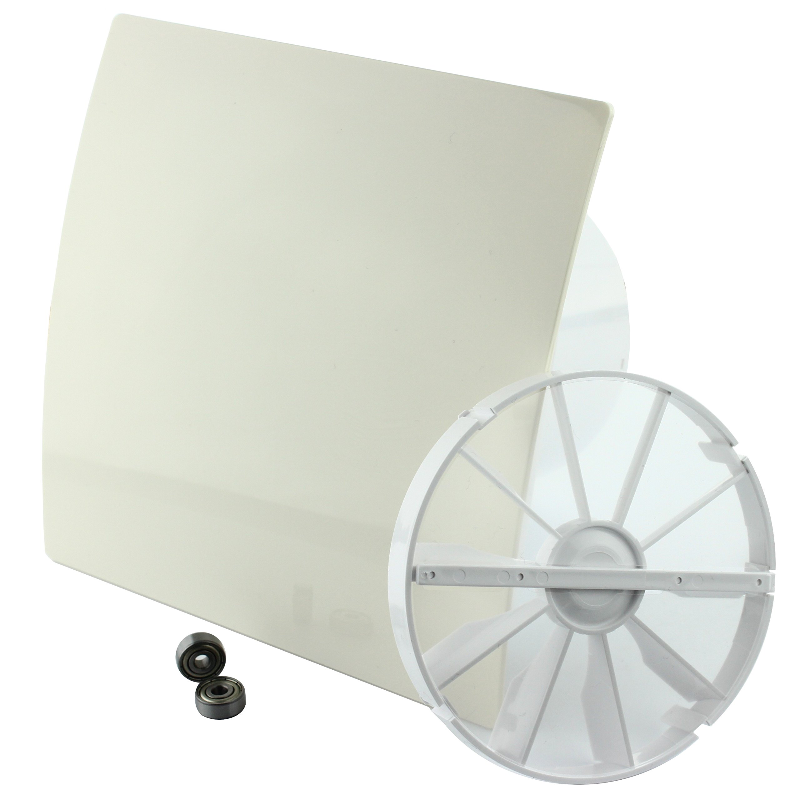 MKK - 18155-014 - DUO Design wentylator łazienkowy, naścienny turbo, klapa zwrotna, łożysko kulkowe, timer Ø 125 mm, kremowy, biały
