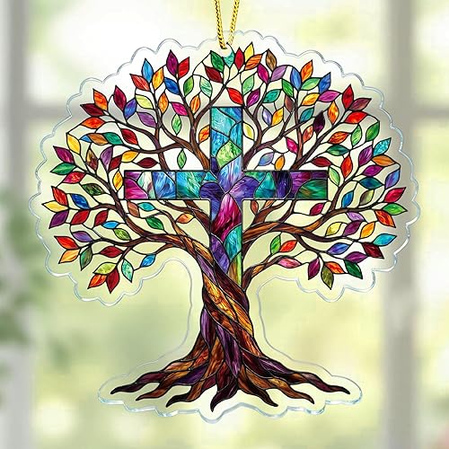 WaaHome Easter Tree of Life Decorations - Stained Glass Tree