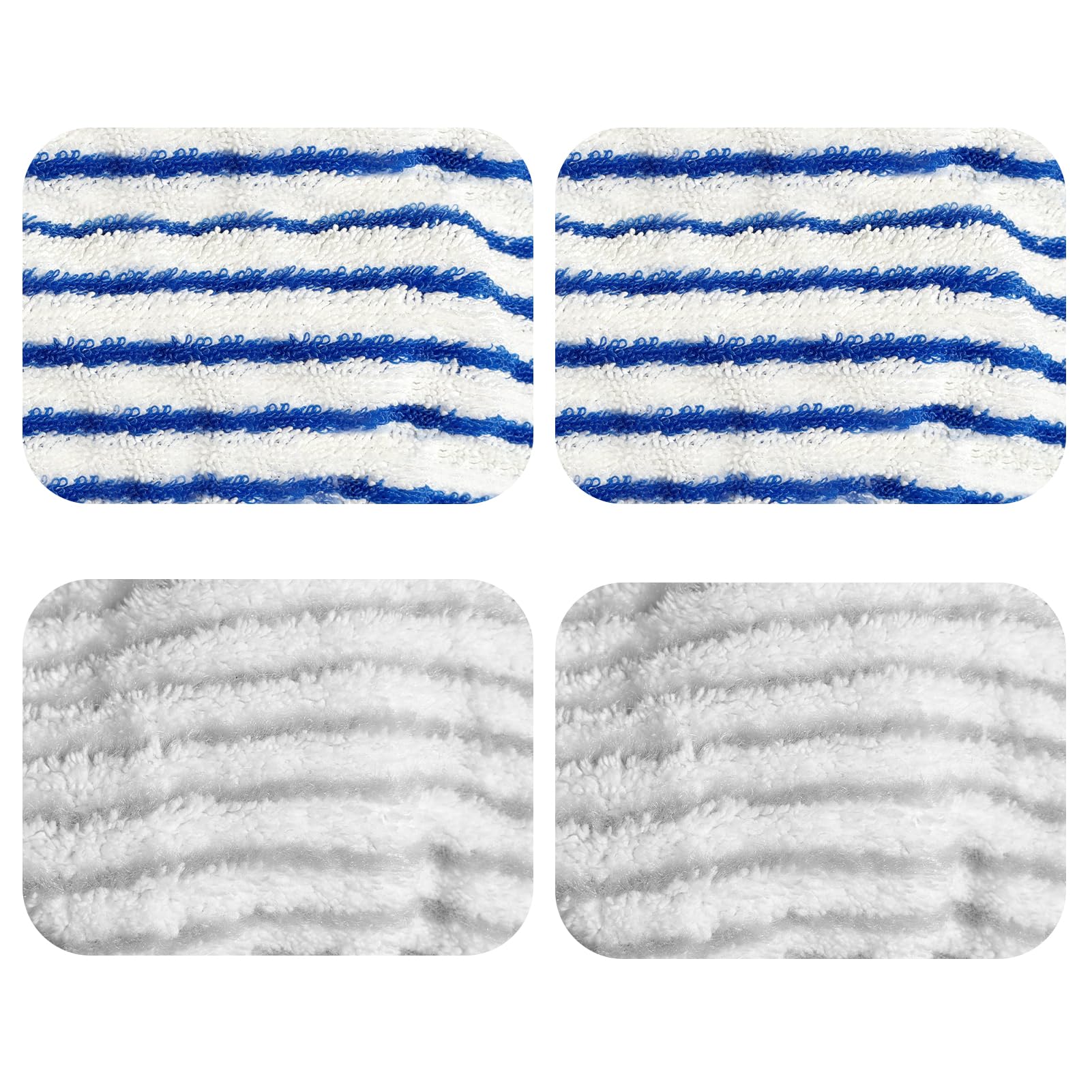 Lot de 4 Chiffons de Rechange Compatible avec Rowenta Clean and Steam ZR005801/RY7/RY8/ZR850002,S team Cleaner Accessories Lingettes Serpillères en Microfibre Lavables & Réutilisables (Gris/Bleu)