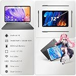 12 Inch Android 16 Tablet with Gemini AI (Gray) | 34GB RAM+128GB ROM (TF 1TB), 2000x1200 HD IPS,T7250 CPU Octa-Core,8000 mAH with Fast Charge
