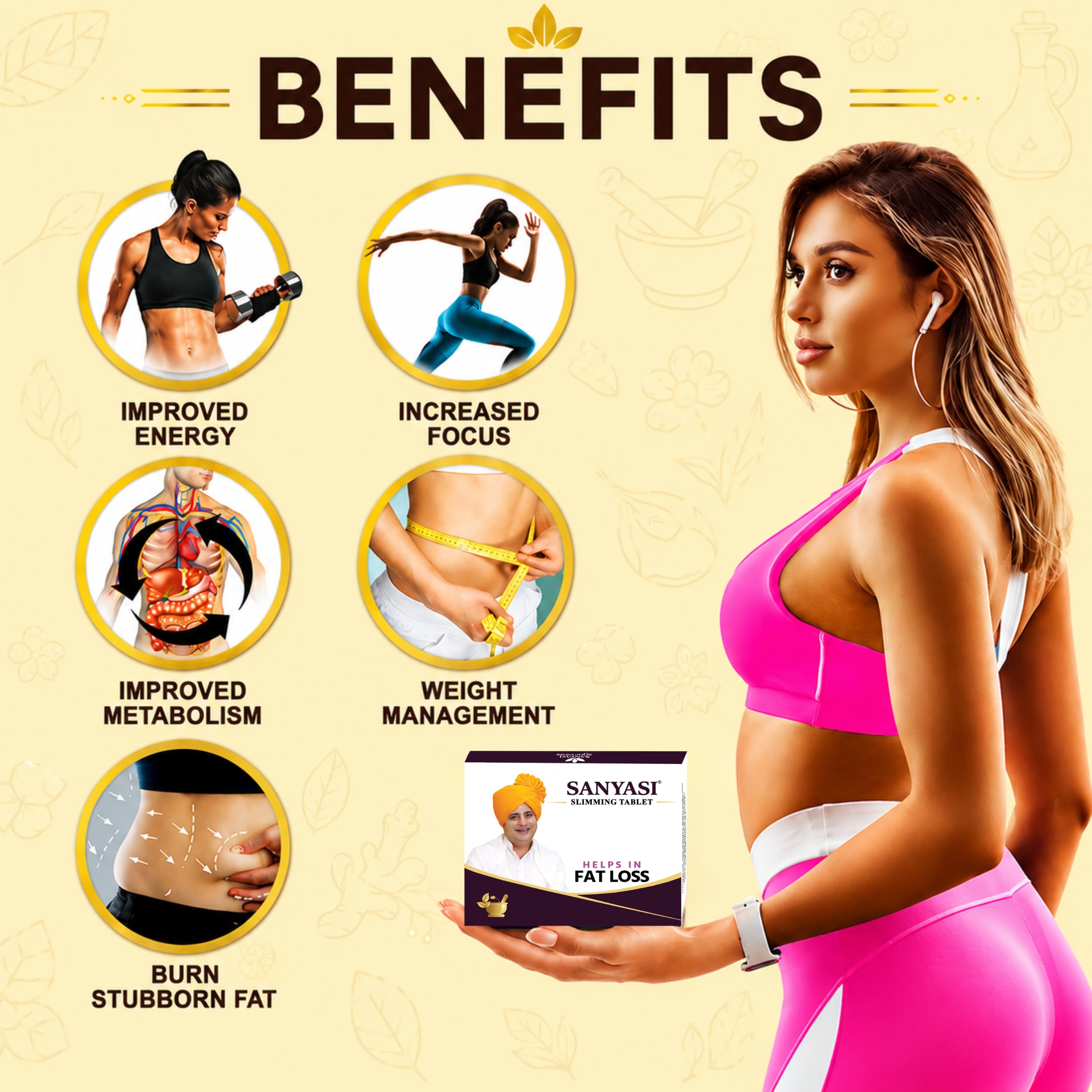 Sanyasi Slimming Tablet Ayurvedic Weight Loss Supplement | 120 Tablets | Helps Boost Metabolism, Reduce Appetite & Support Natural Fat Burn for Men & Women — Amazon image 4