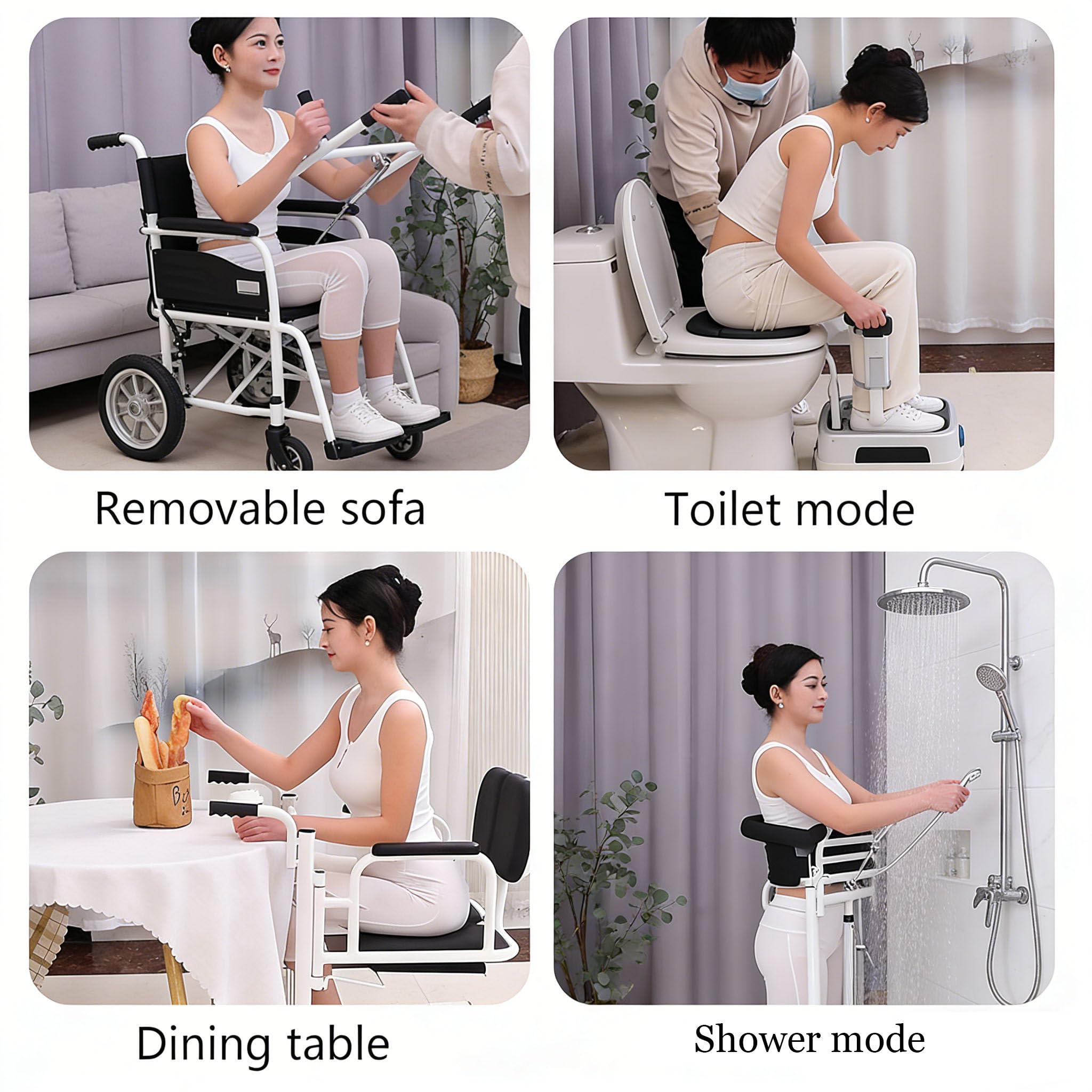 Silla de Transferencia elevadora 5 en 1 para Pacientes Ancianos y Uso doméstico, portátil, con reposapiés de Altura Ajustable, Elevador hidráulico, abatible 180°, soporta hasta 200 kg Orange