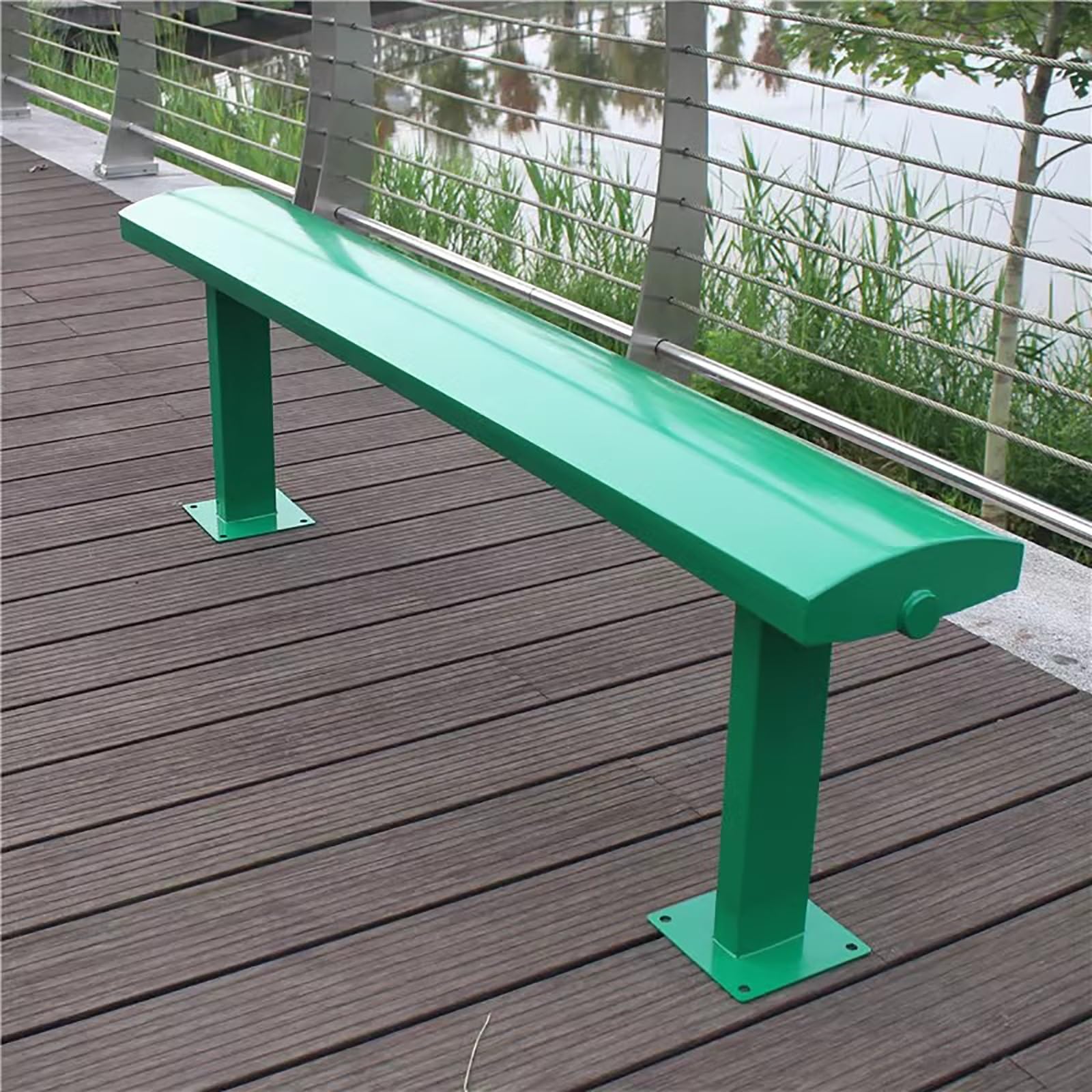Banco de parque de metal para parques y escuelas con estructura de acero grueso