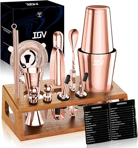 IOV Boston Cocktail Shaker Set 16 piezas (oro rosa) disponible en Yaxa Colombia