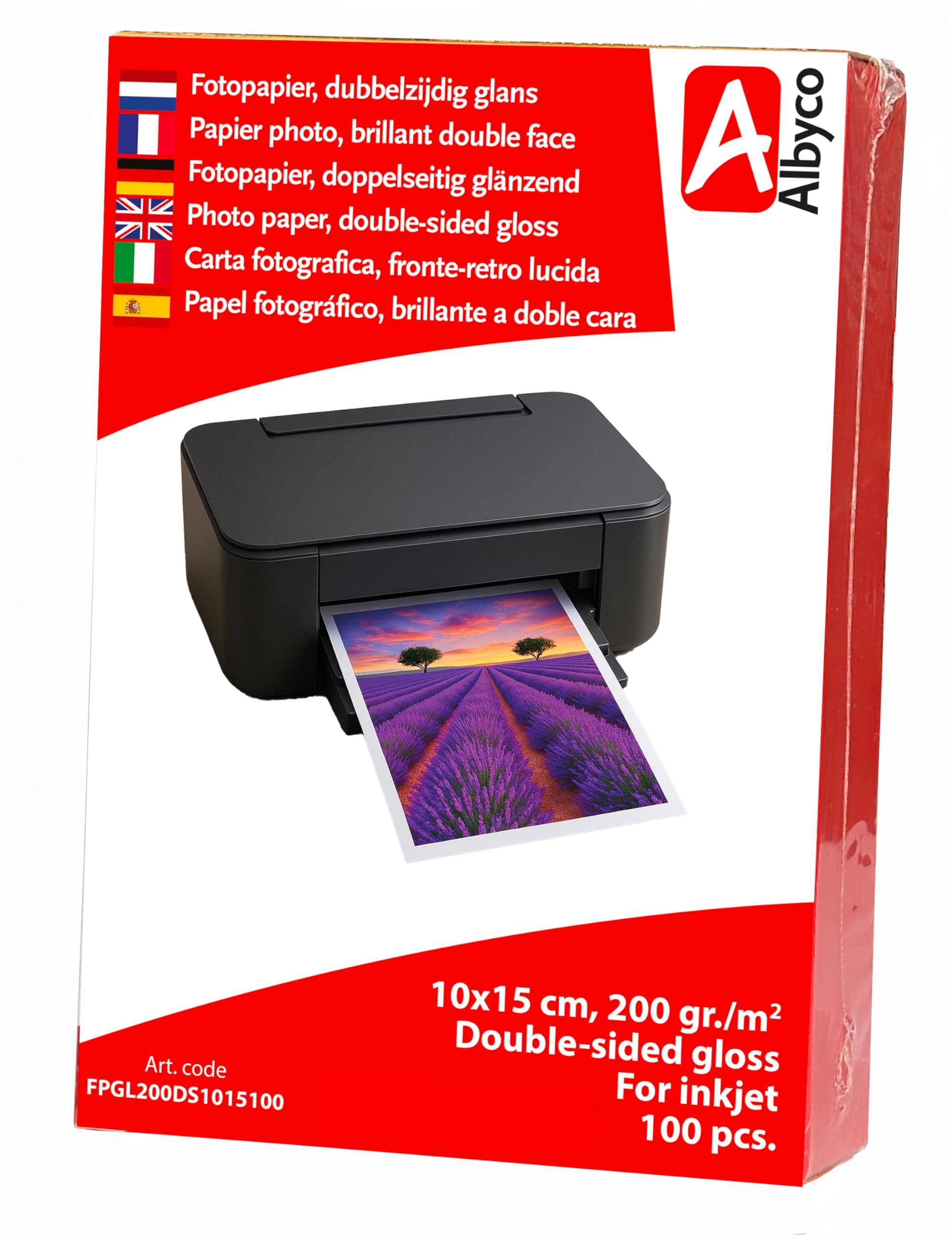 Carta Fotografica Albyco 10x15 cm Lucida 200 gr/m² 100 Fogli Stampa fronte-retro