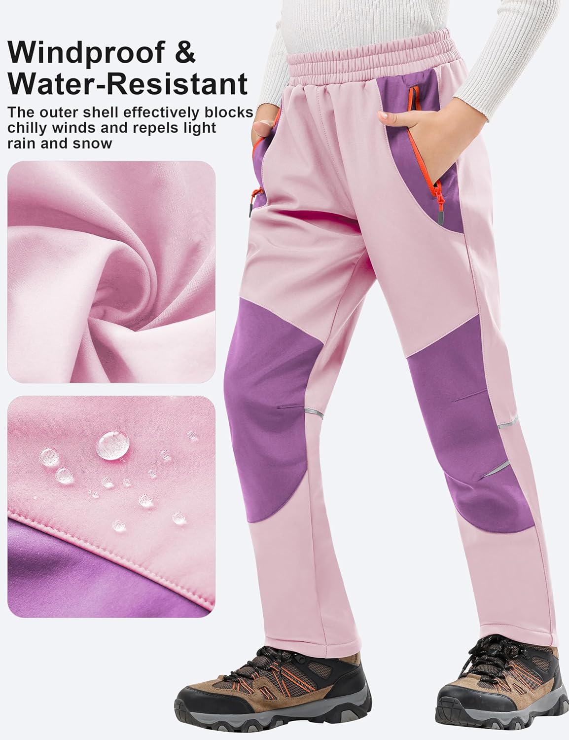 Kids Snow Pants Boys Waterproof Insulated Hiking Pants Youth Winter Warm Fleece Lined Ski Snowpants - Image 3