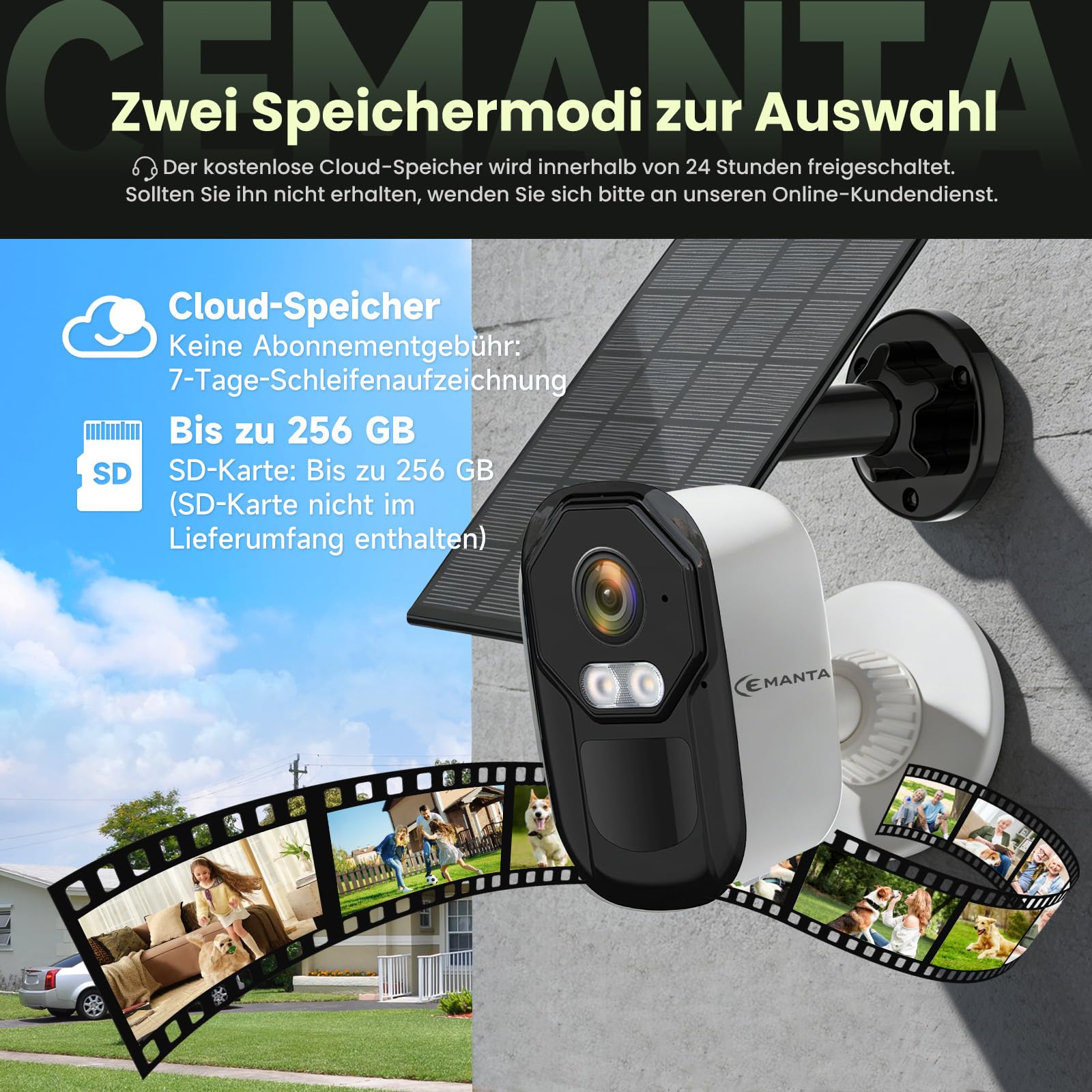 4MP Überwachungskamera Aussen Solar mit Akku 5GHz/2,4GHz WLAN