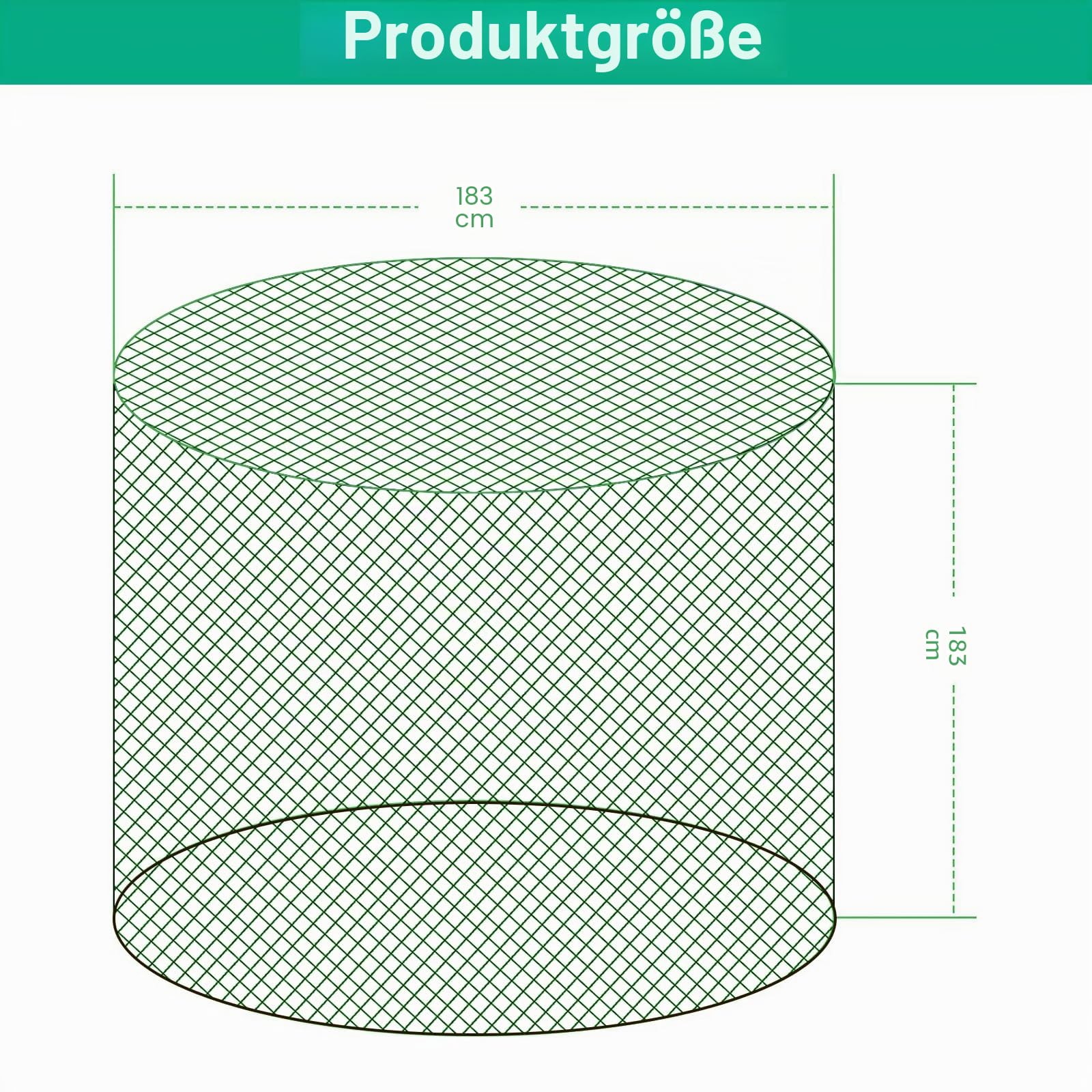 Heunetz Rundballen Ø180 x H180 cm – Engmaschiges Futternetz 4,5 cm, Stabiles Heuballennetz für Pferde, langlebiges Rundballennetz zur Verlängerung der Fresszeit (Rund)