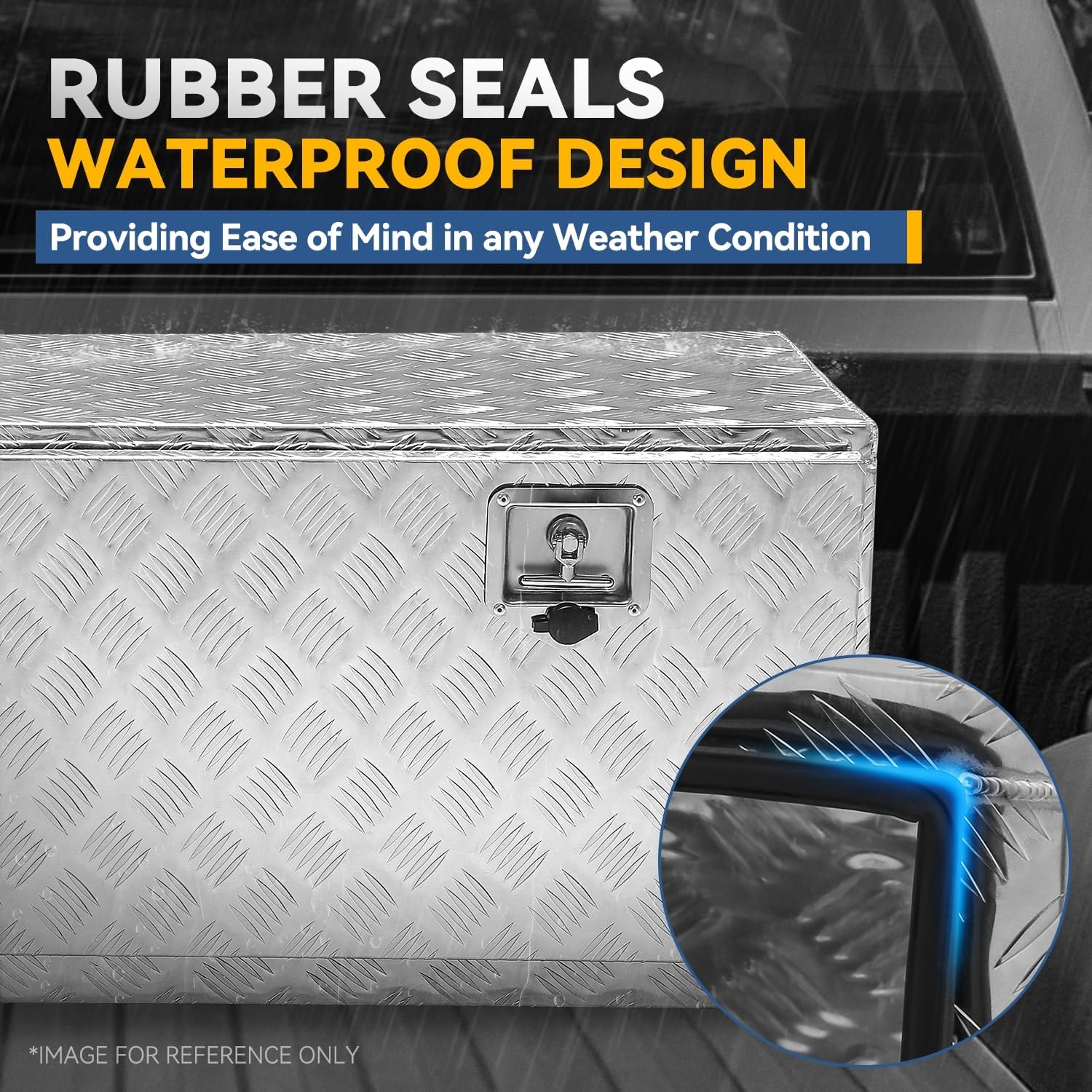 Auto Dynasty 47 Inch Truck Tool Box, Heavy Duty Aluminum Truck Bed Storage Box Organizer with T-Handle Lock and Keys for Pick Up Truck Bed RV Trailer, 47 (H) x 18 (W) x 18 (D) inch, Silver