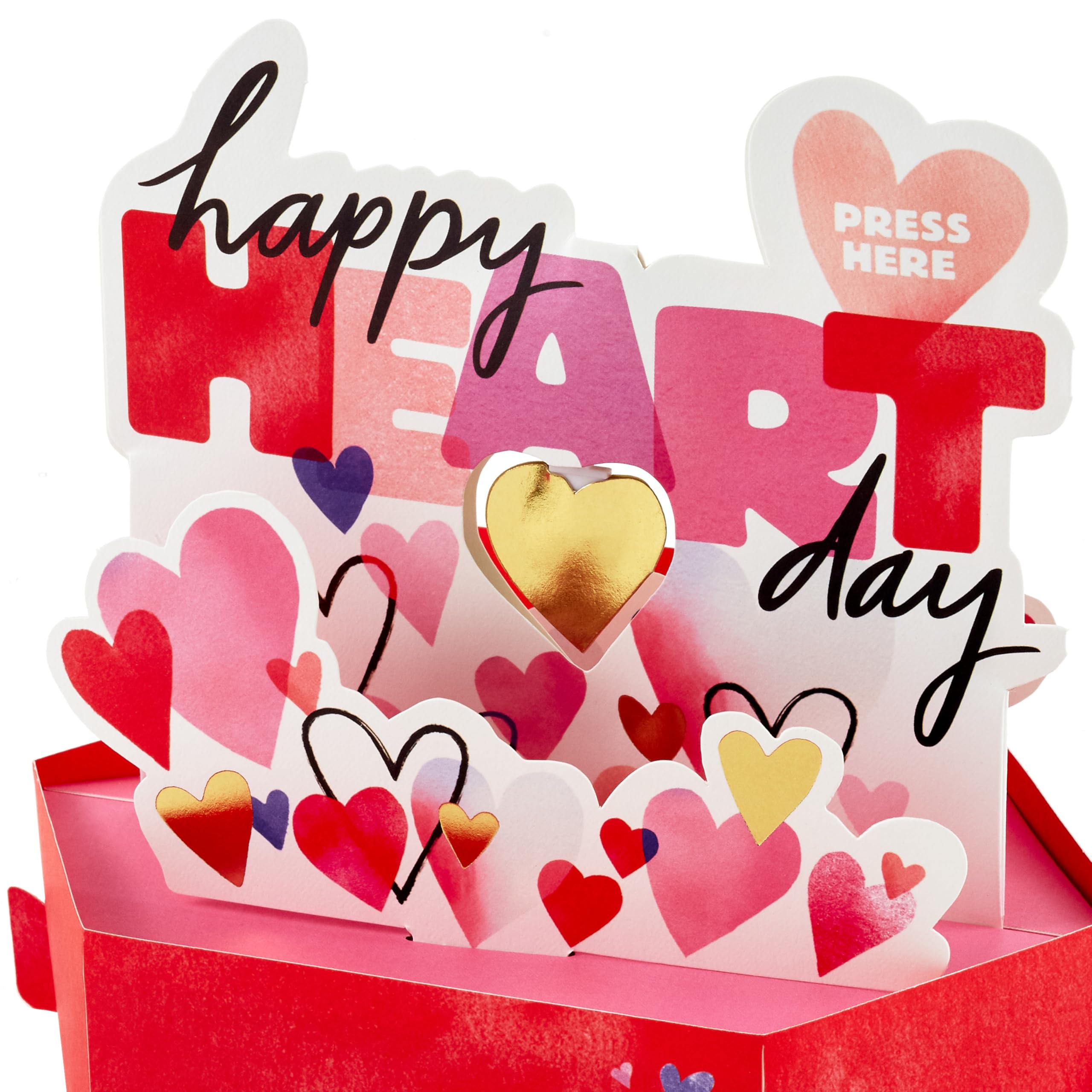 Hallmark Valentines Day Card, 3D & Pop Up, Musical, Motion Spinning Heart, Gold, Pink, Blue, White, red, 16.1cm by 18cm by 10.7cm - Image 3
