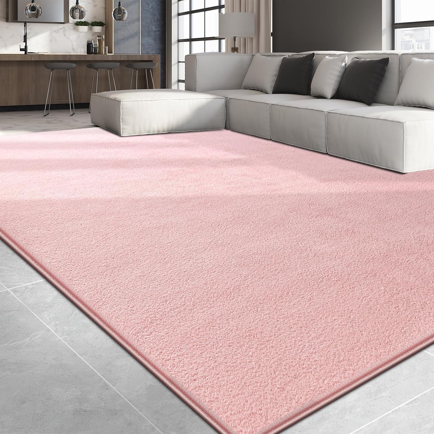 Large Area Rugs for Living Room Bedroom, 4x6 Feet Pink Rug, Minimalist Modern Shag Rug, Soft Thick Comfy Memory Foam Indoor Carpet, Non-Slip Washable Rug for Boys Girls Dorm Nursery Room Home Decor Pink 4' x 6' (Rectangular)