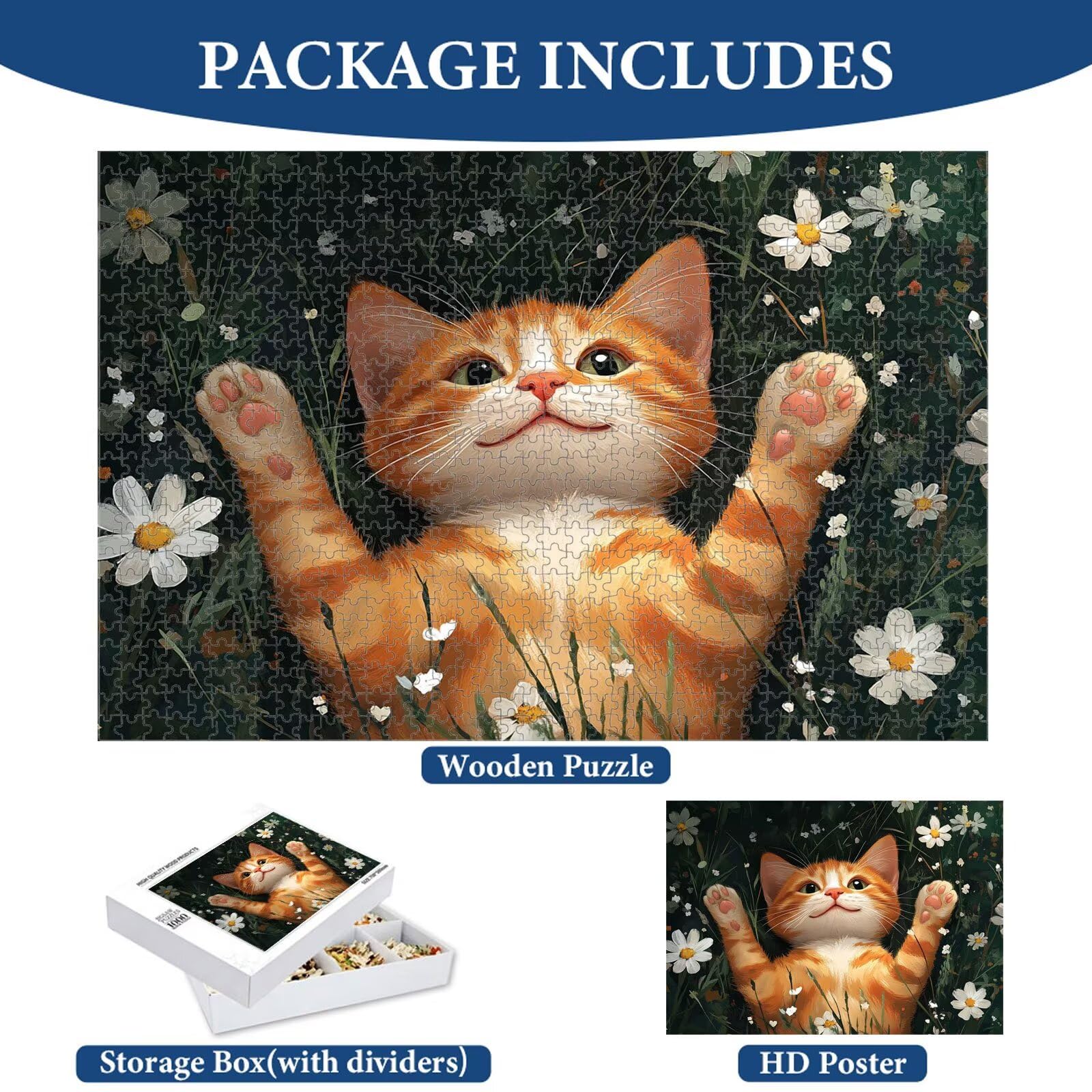 Puzzle 5000 Pezzi - Gatto & Fiore - Puzzle in Legno Durevole 1T#789