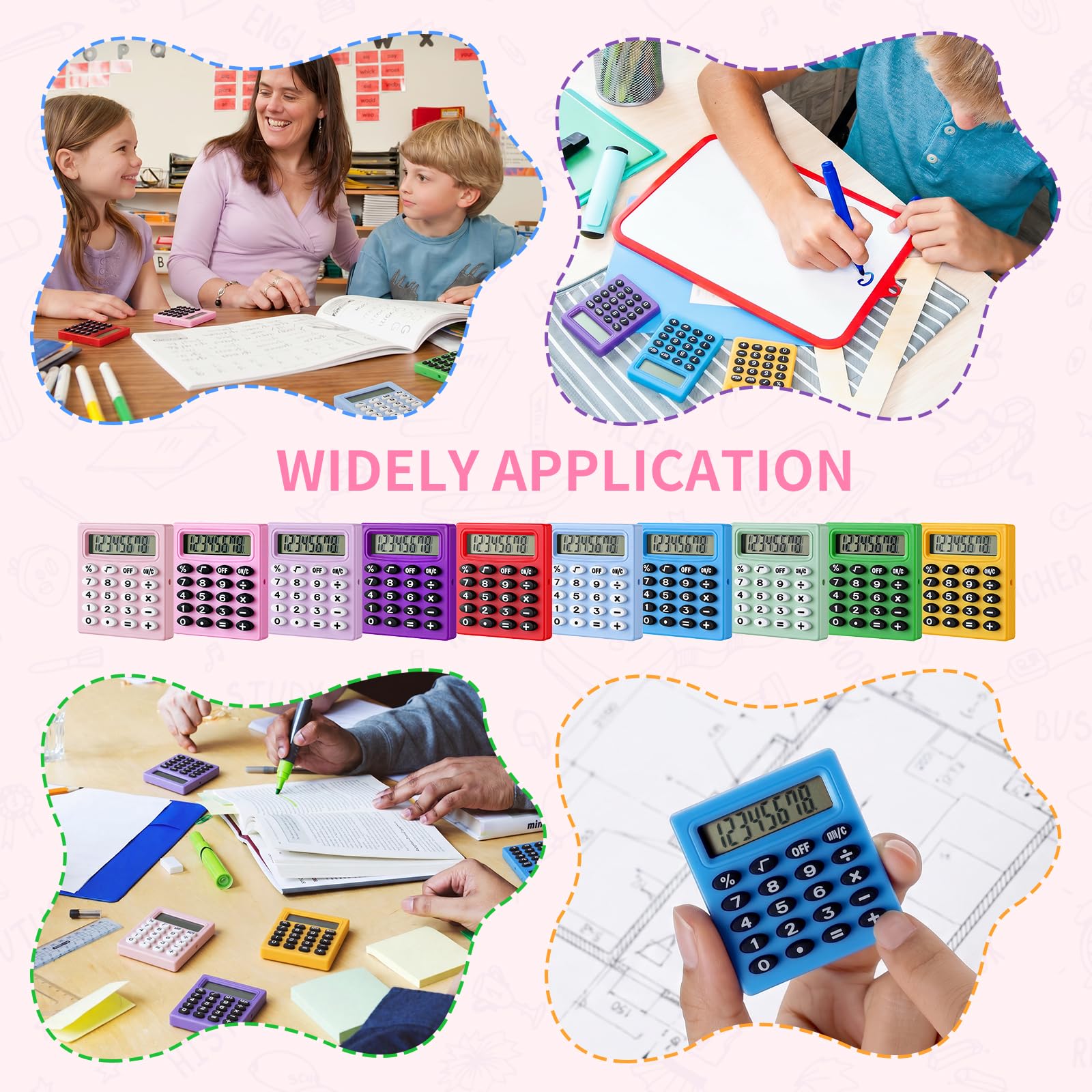 Lot de 100 petites calculatrices de poche à 8 chiffres pour étudiants, enfants, enseignants, école, bureau, maison (10 couleurs)