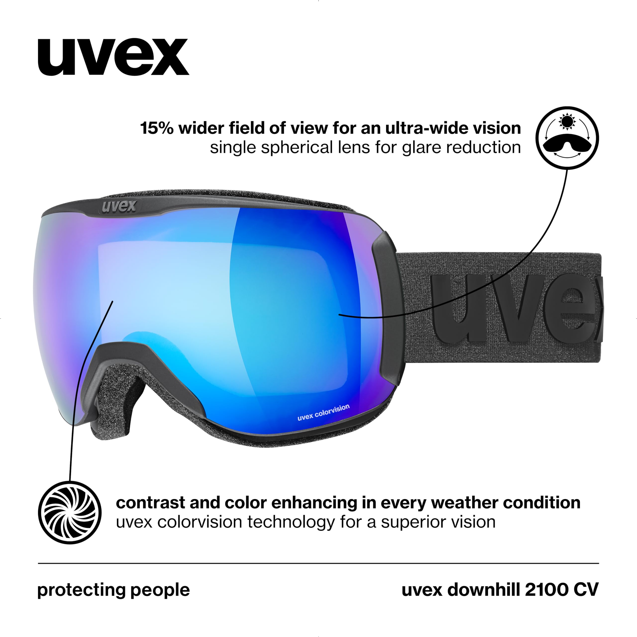 uvex downhill 2100 CV, gafas de esquí unisex, tintadas para