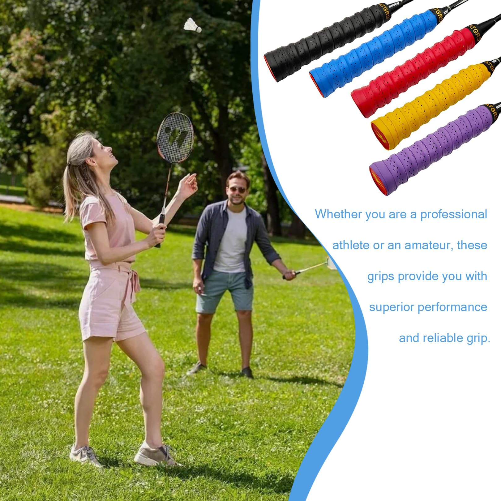 Lunaanda 10 Pcs Multicolored Racket Over Grip Tape,Badminton Handle