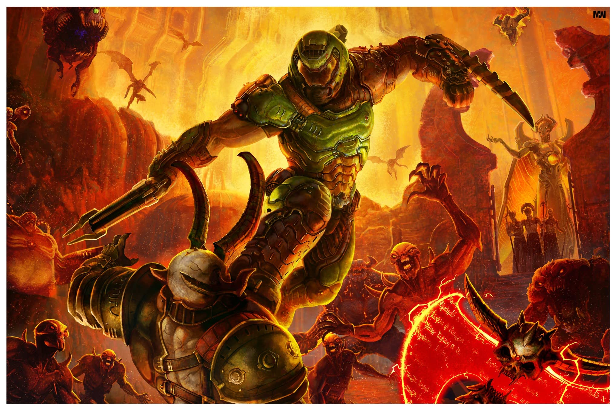 Midnight Works Doom Eternal Slayer Set of 4 Posters 18 x 12 inch