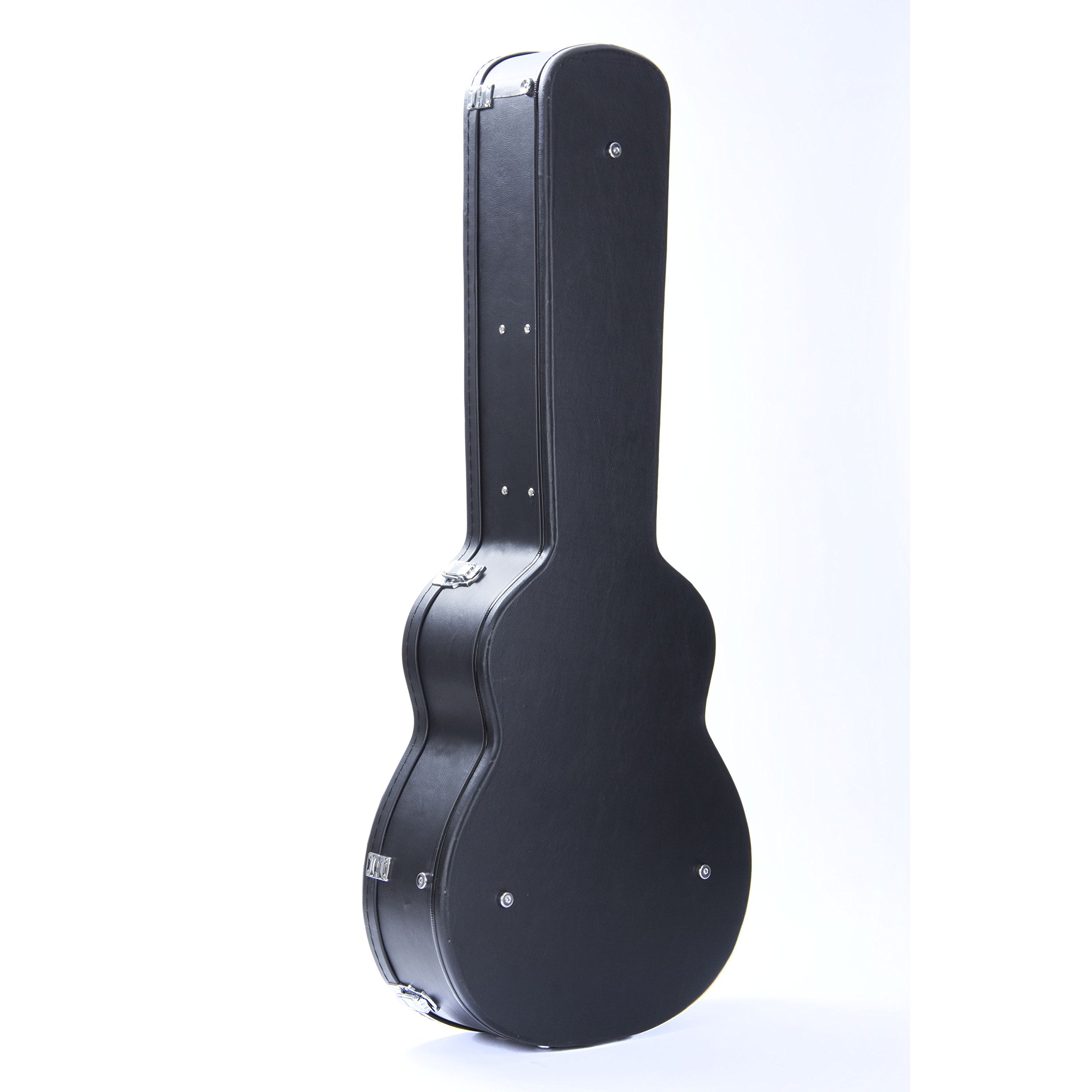 Fame Jumbo Guitar Case, Wetterfester Koffer für Westerngitarren, Robuste Metallschnallen, Polsterung und Zubehörfach, Schwarz