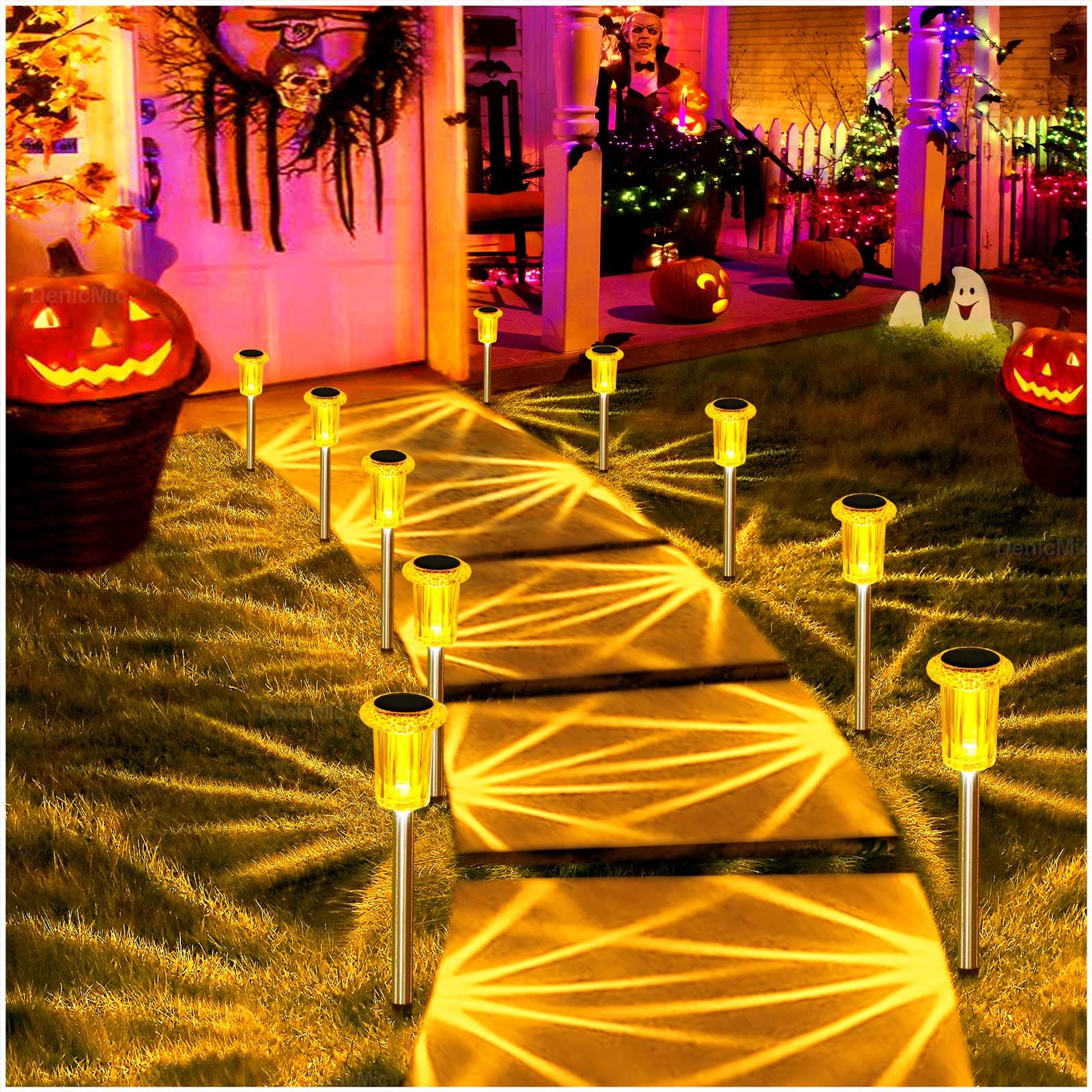 DenicMic Solar Halloween Lights Outdoor 10 Pack Fall Decorations for Home view 9