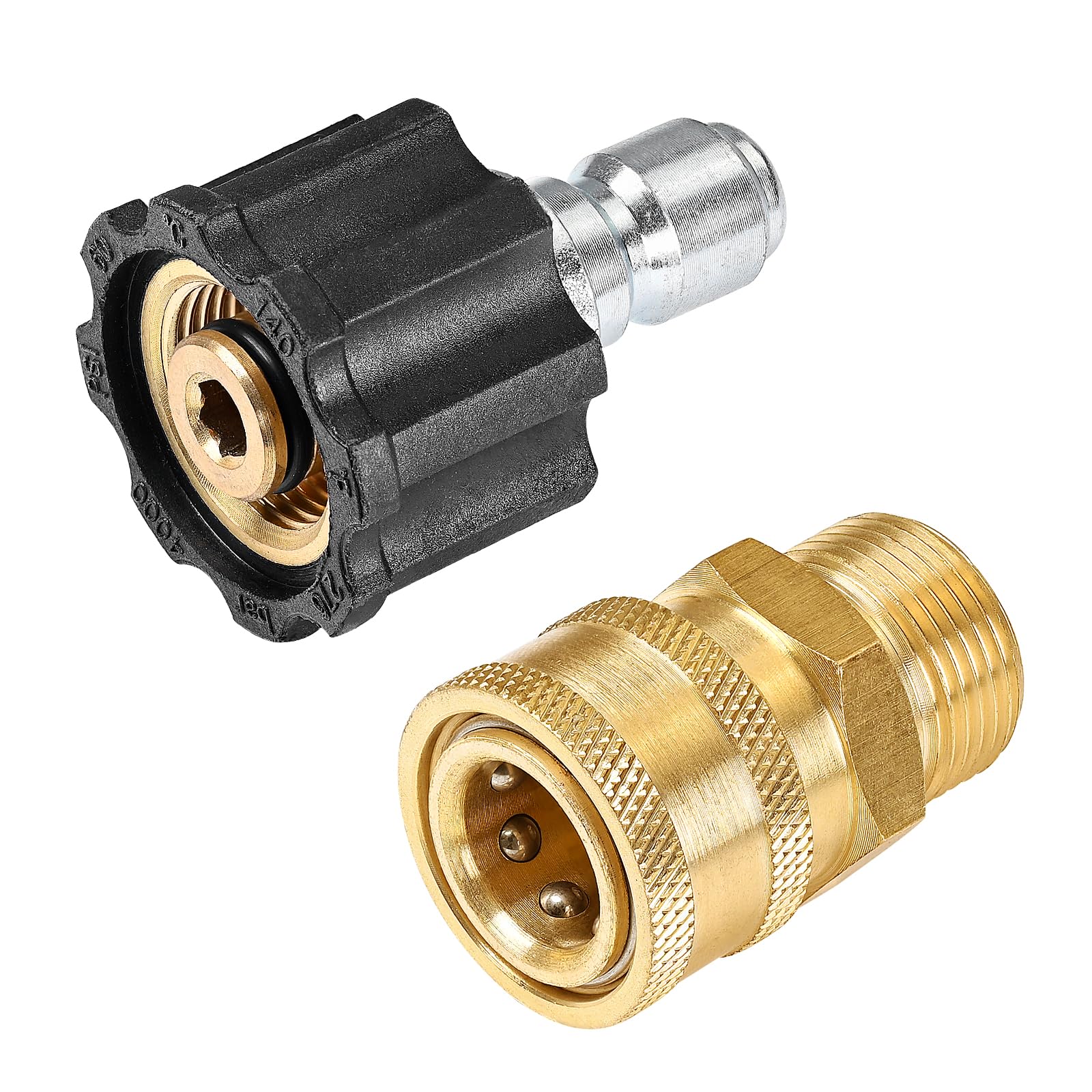 YAMATIC Pressure Washer Adapter Set Quick Connect Kit, M22 to 3/8" Quick Connectors, 5000 PSI Pressure Couplers Fittings for a Pressure Washer, Hose, and Gun (2 PCS)