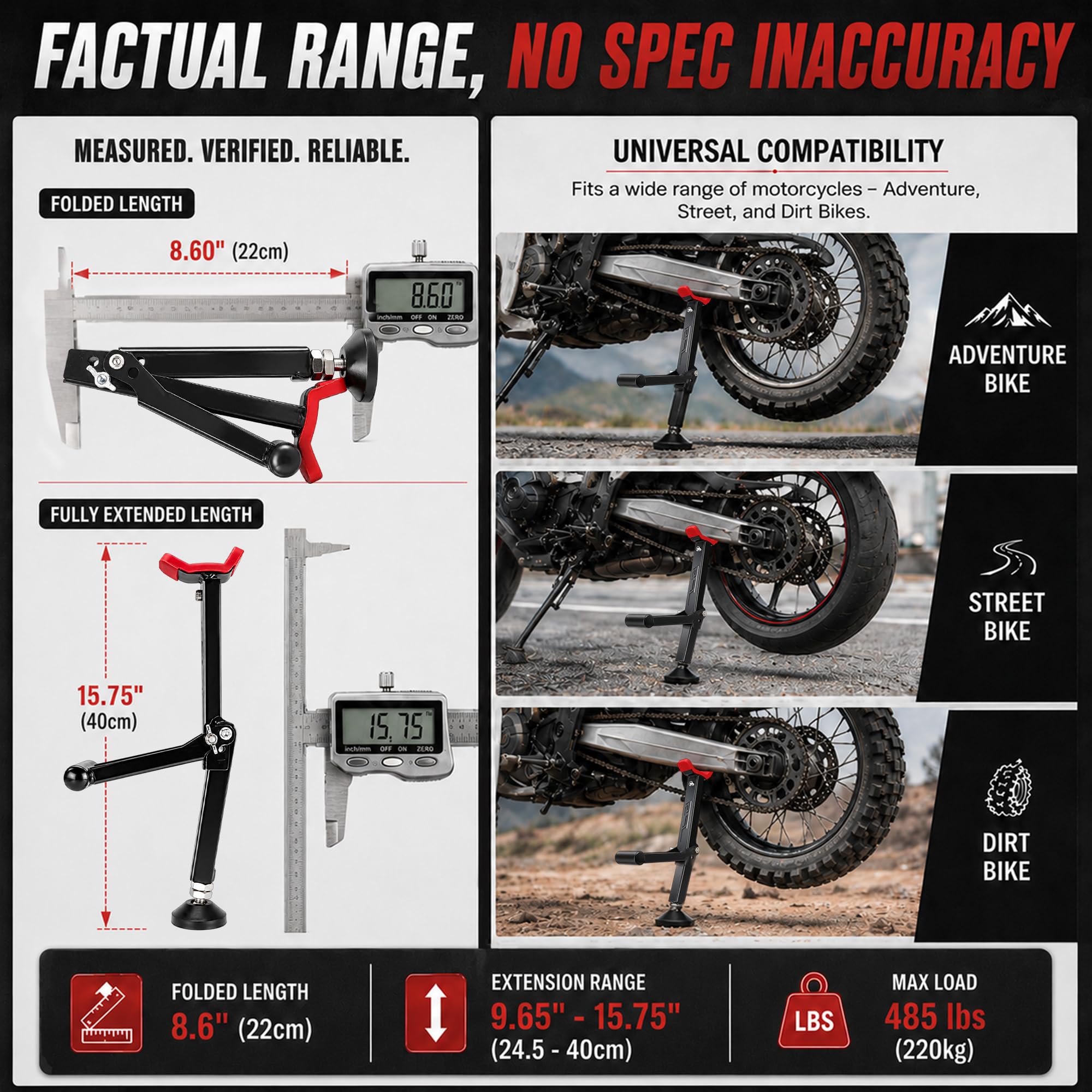 Support de levage de roue arrière et avant de moto, facile et portable, deuxième génération pour la plupart des roues de moto