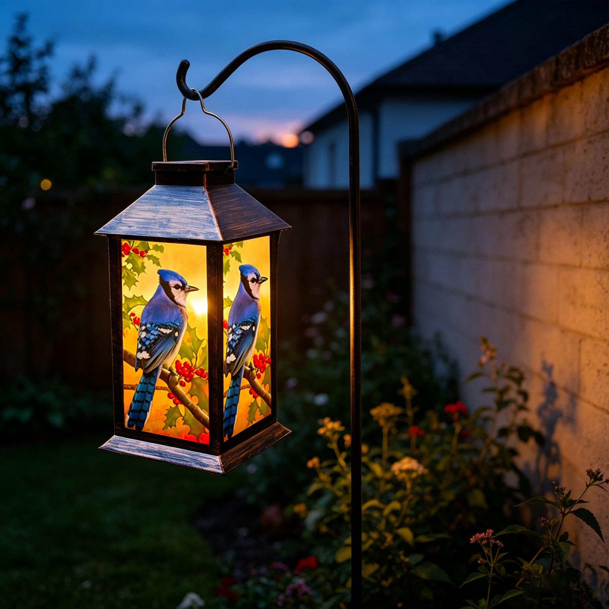 Lanterne solari da appendere per esterni, a forma di gufo, per giardino, patio, portico e tavolo in PVC, impermeabile (1 confezione)
