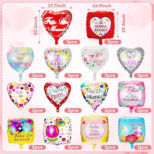 Miniatura 2 de 28 globos de papel de aluminio para el Día de la Madre, suministros de decoración de fiesta para el Día de la Madre, globos de papel de aluminio