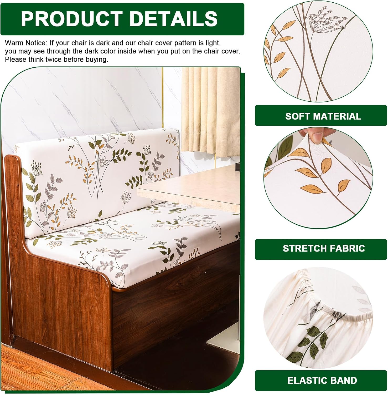 CRFATOP Printed RV Dinette Cushion Covers Soft Camper Seat Slipcover Stretch Sofa Loveseat Chair Cover Futon Furniture Protector for RV Camper Car Bench 1 Backrest Cover & 1 Bench Cover,B01