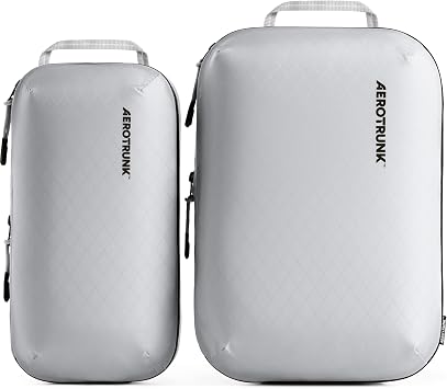 Aerotrunk Ultralight Compression Packing Cubes - Lightweight Travel Organizers for Suitcases and Luggage 3-Pack, Light Grey