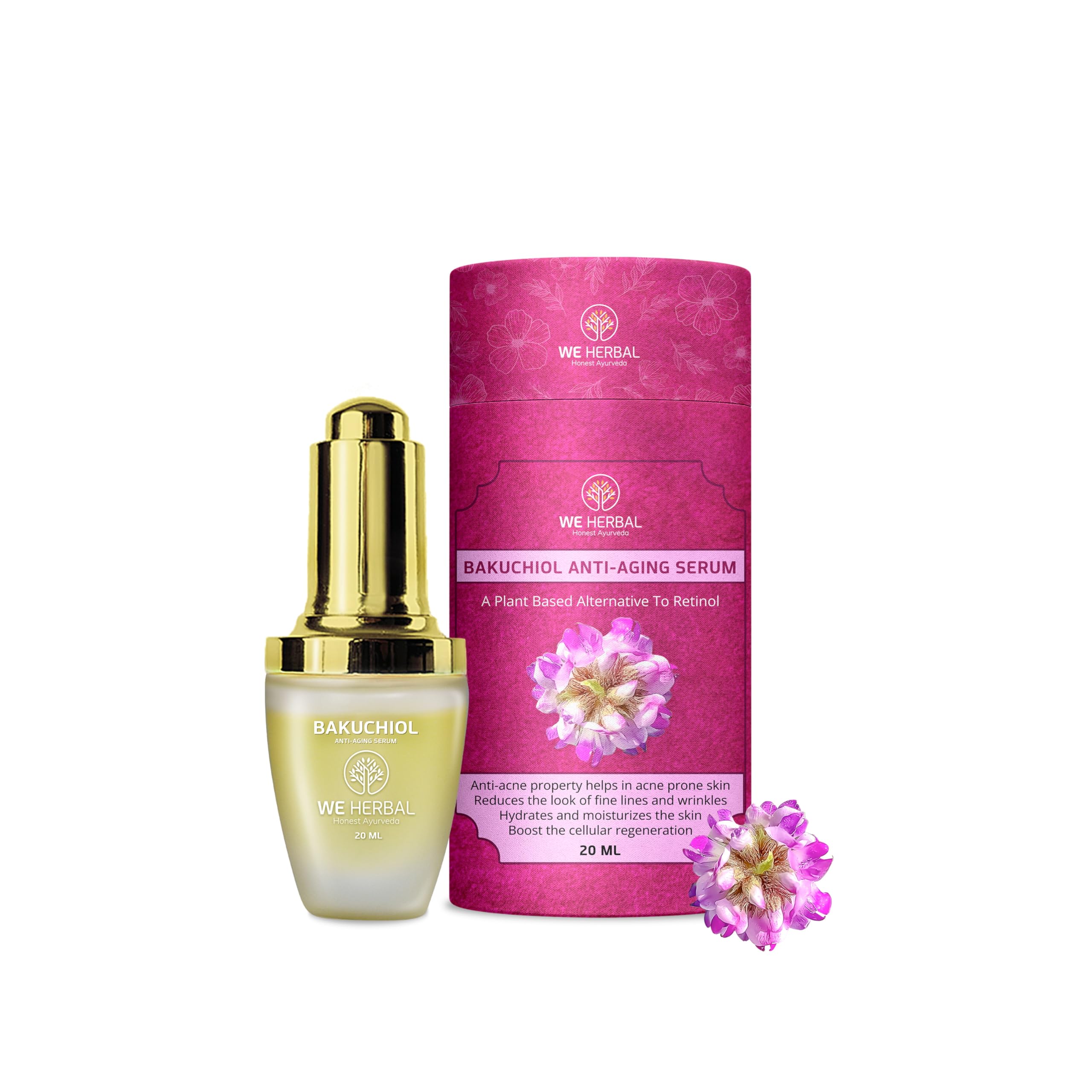 Bakuchiol Serum, Babchi Oil, Anit-aging Serum, Anti-acne Properties, Plant based Alternative to Retinol, Brightening, Firming & Hydrating Skincare for All Skin Types, 20ml