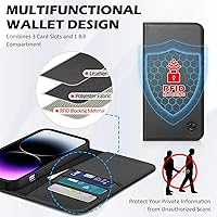 Vista 3 de SHIELDON Funda para iPhone 14 Pro Max 5G de 6.7 pulgadas, funda de cuero genuino tipo cartera con tapa con bloqueo RFID, ranuras para tarjetas, Negro