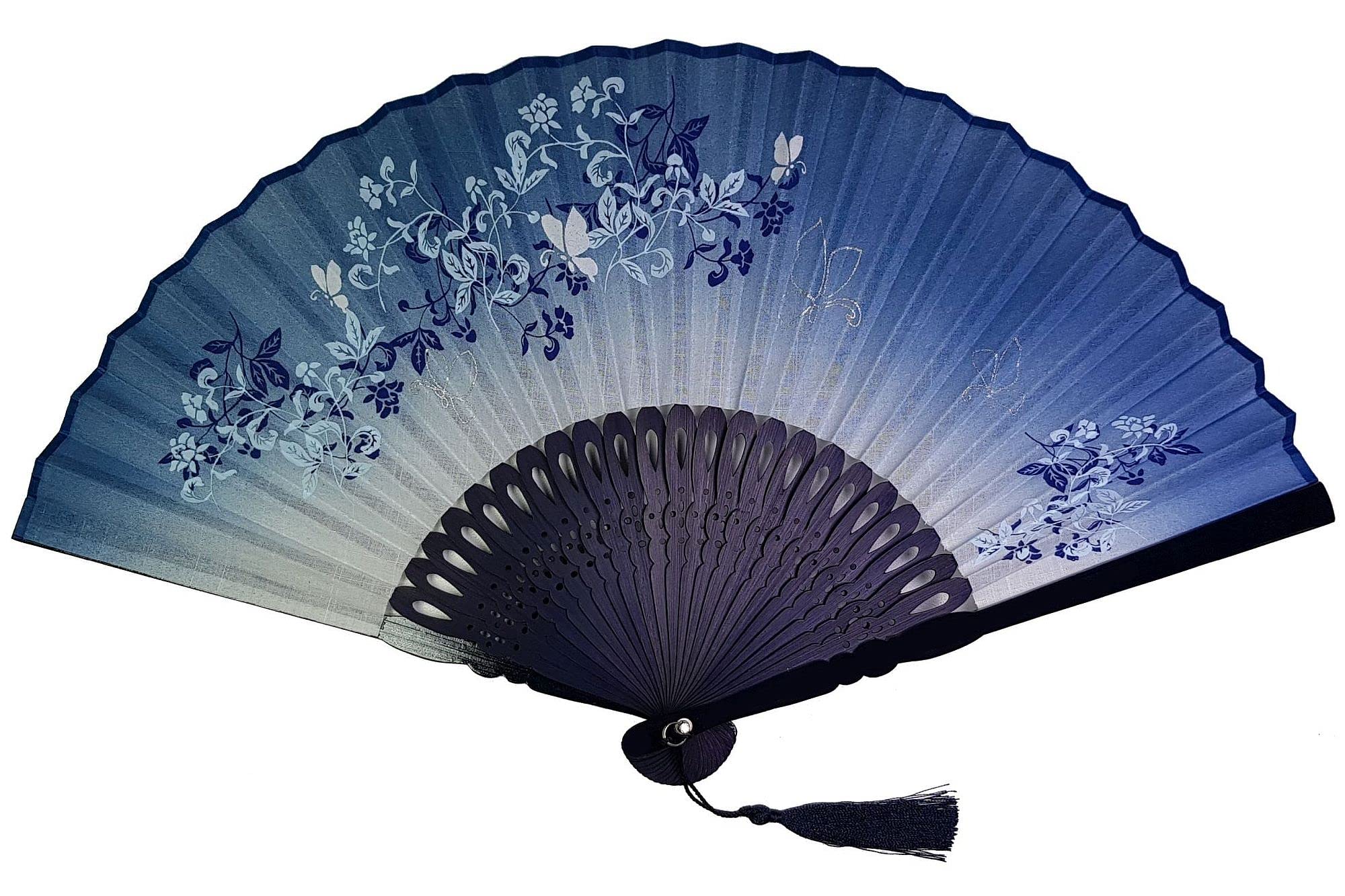 GFM® Bamboo Silk Handheld Folding Chinese Hand Fans for Summer, Wedding, Party Favour etc (FLSLK-MR-B) (FLSLK-MR-12) — image 1