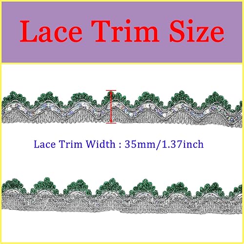 Miniatura 10 de Tibaoffy Cinta de 14 yardas de ancho de 1.37 pulgadas con ribete de encaje dorado decorado para bodas, actuaciones de disfraces, telas de costura o
