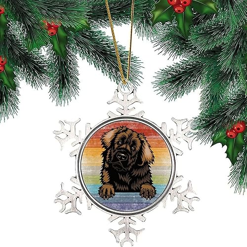 Miniatura 83 de Presa Canario Tree Decoration Ornament - Christmas Snowflake Ornament - Dog Lover Mom Gift Peeking Dog Snowflake Metal Ornaments for Xmas Tree LGBTQ