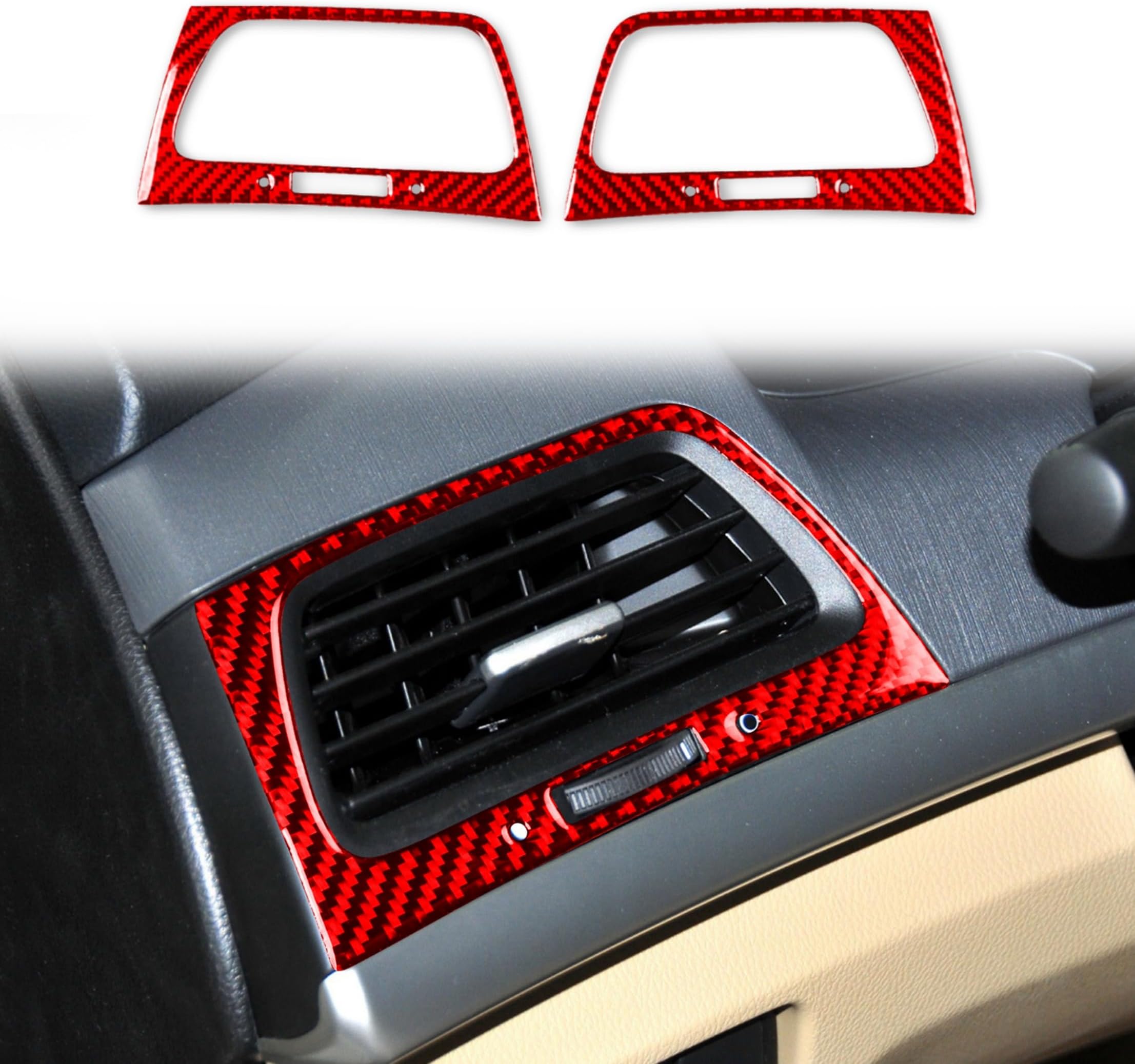 Carbon Fiber Frame Cover Trim Sticker Accessories Decoration Compatible with Honda Accord CP1-CP3 CS1-CS2 2008-2012 (Red, Side Air Vent Outer)