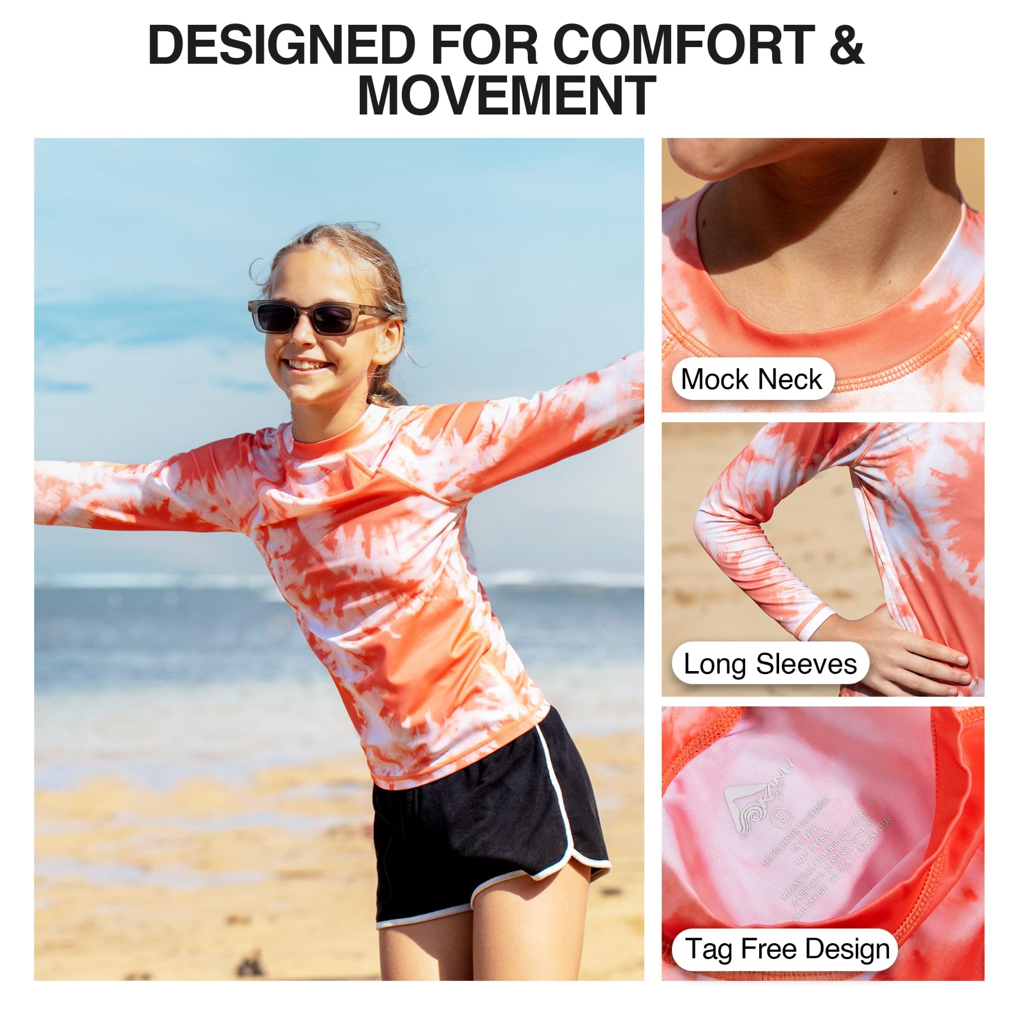 Kanu Surf Keri Rashguard-Shirt für Mädchen, LSF 50+, 1 Stück