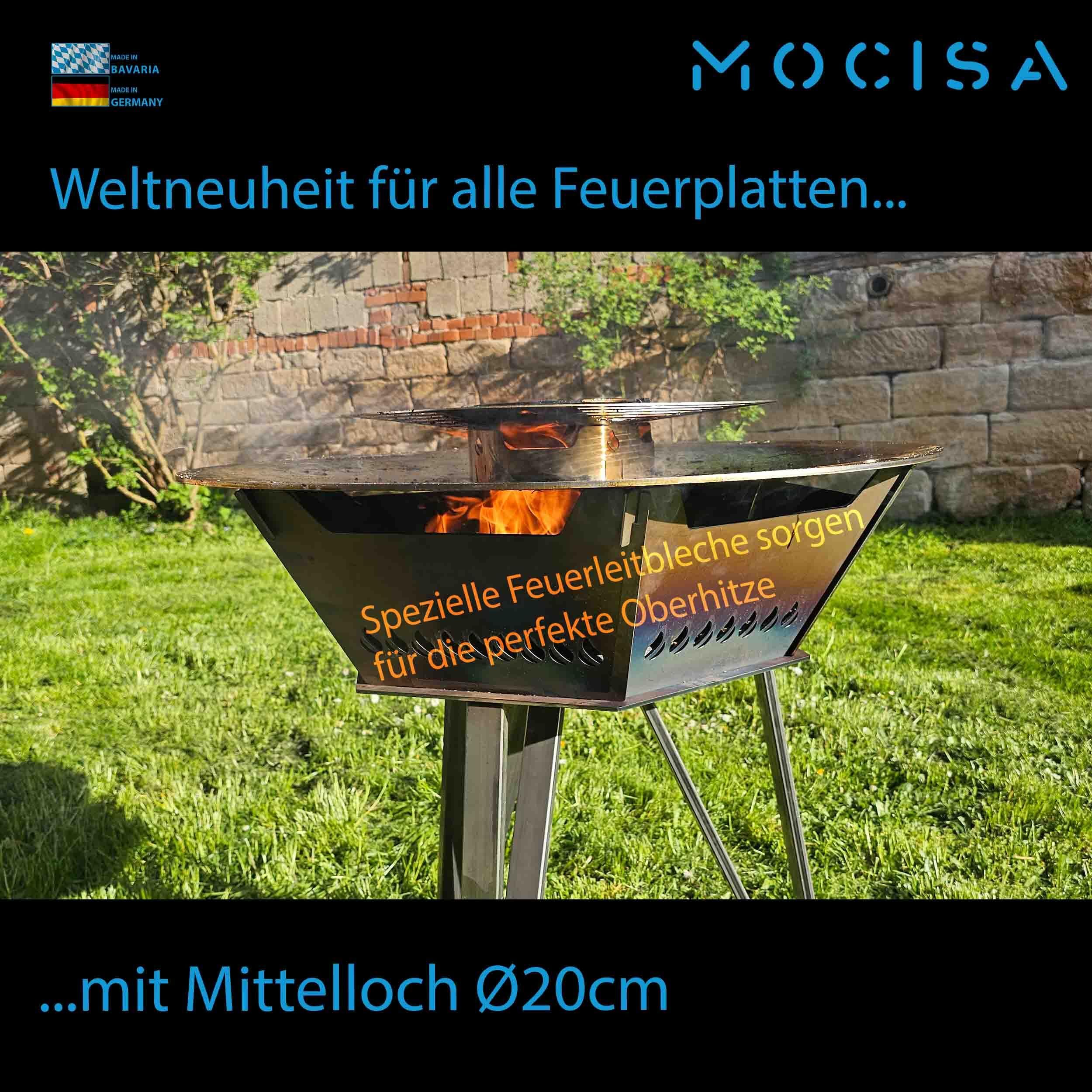 Racletteaufsatz für Feuerplatte mit Loch 20 Edelstahl Set mit 4 Pfännchen