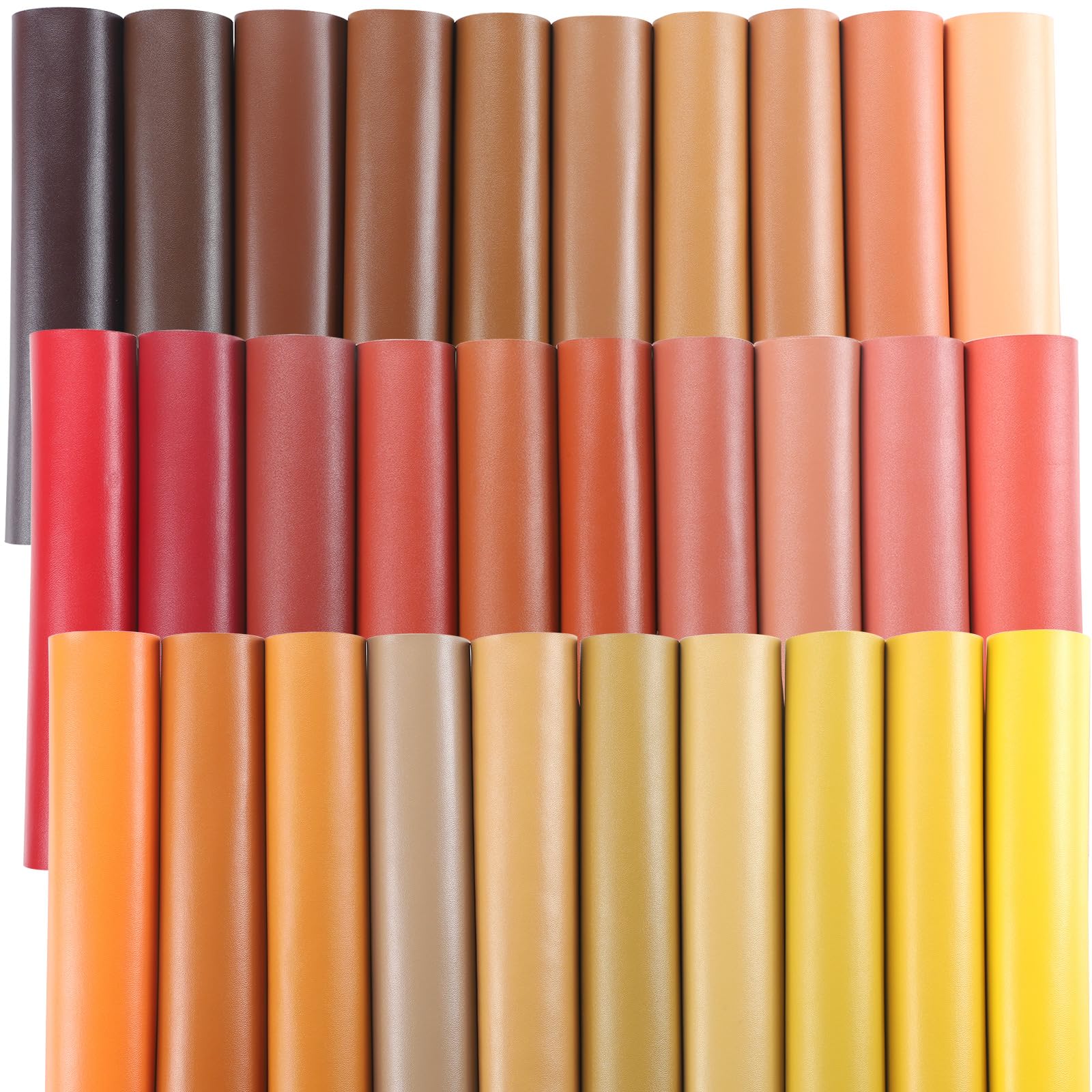 CDY 30Pcs 8.2" x 6" Smooth Faux Leather Sheets: Brown Red Yellow Combination PU Leather Fabric Sheets Suitable for Making Bows,Leather Earrings, Hair Accessories DIY Projects (Brown Red Yellow)…