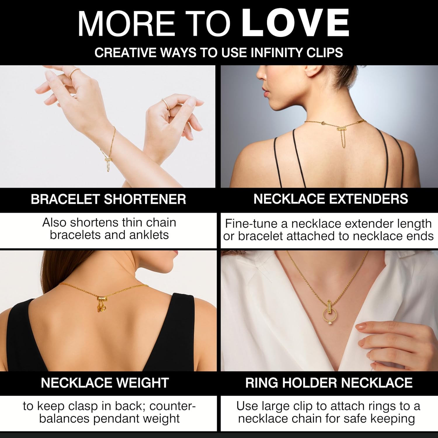 Necklace Shortener 2pc Small Set for Thin Chains 18k Gold and Silver Plated Brass Necklace Shortener Clasp to Shorten and Layer Rope Snake Box Chains