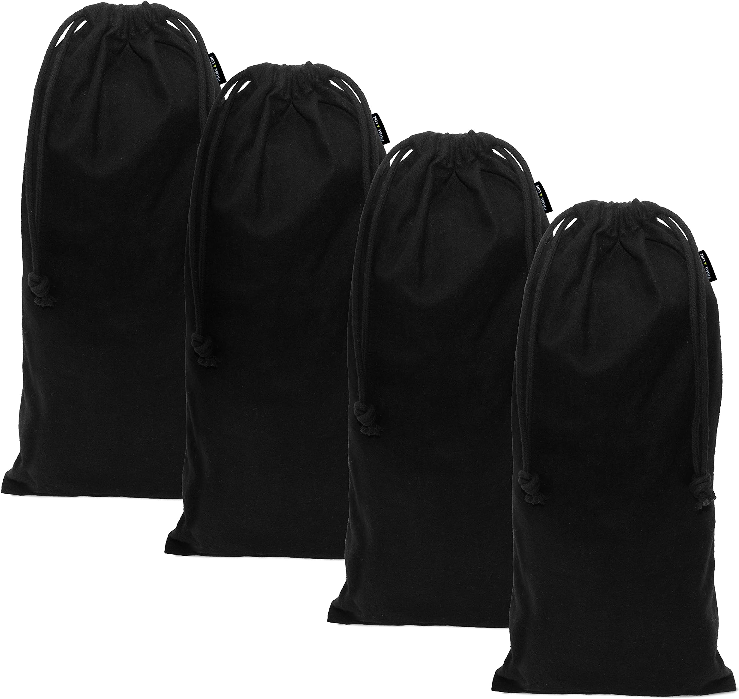 Shoe Dust Bags, Black Duster Flannel Pouch with Drawstring Closure, Washable Breathable Cotton Fabric for Boots, Travel, Luggage, 8x17, 4 Pack