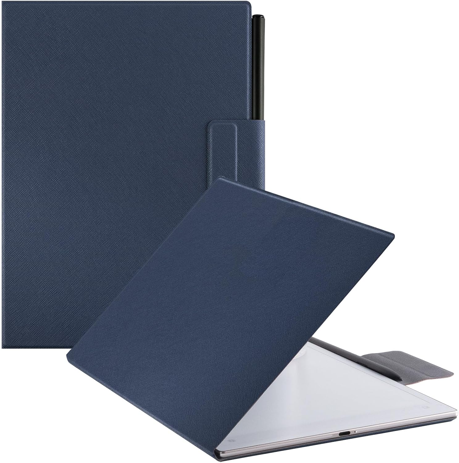 BOZHUORUI Magnetic Case for 10.65" iFLYTEK AINOTE 2 Paper Tablet,Pen Buckle Design,Slim & Lightweight,PU Leather Protective Folio Cover with Auto Sleep/Wake Function (Dark Blue)