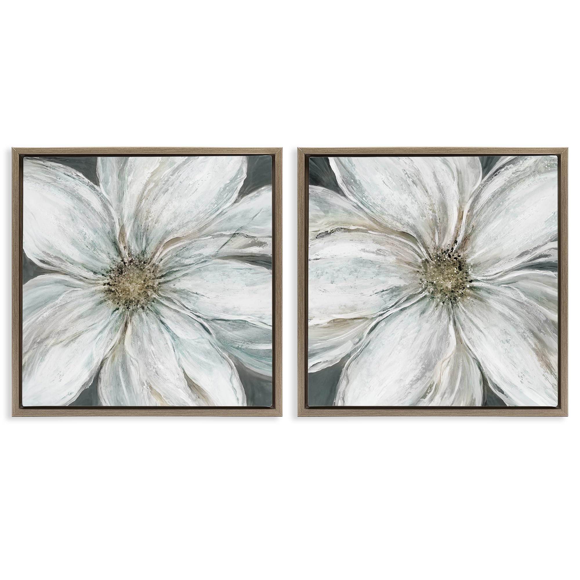 Stupell Industries Montalcino Elm (Textured) 'Soft White Blossoms Closeup'| 2Pc Floating Frame Art Set 2