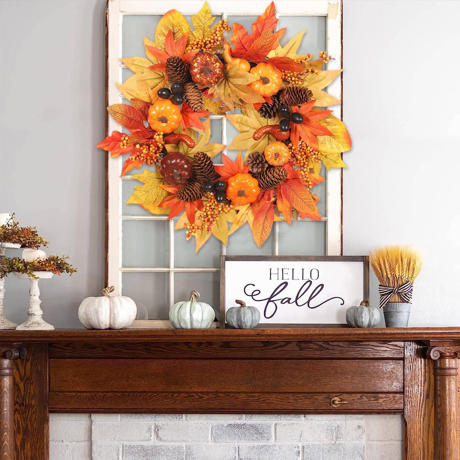 【※現品限り！】手作り秋リース お家のインテリアやドア飾り。限定一品 現品限り！】手作り秋リース お家のインテリアやドア飾り。限定一品