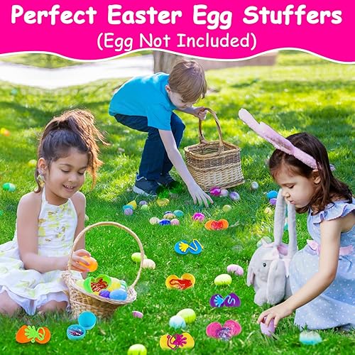 Miniatura 3 de 100 unidades de manos adhesivas con purpurina para niños de 4 a 8 a 12 años, suministros de cumpleaños, rellenos de huevos de Pascua, bolsas