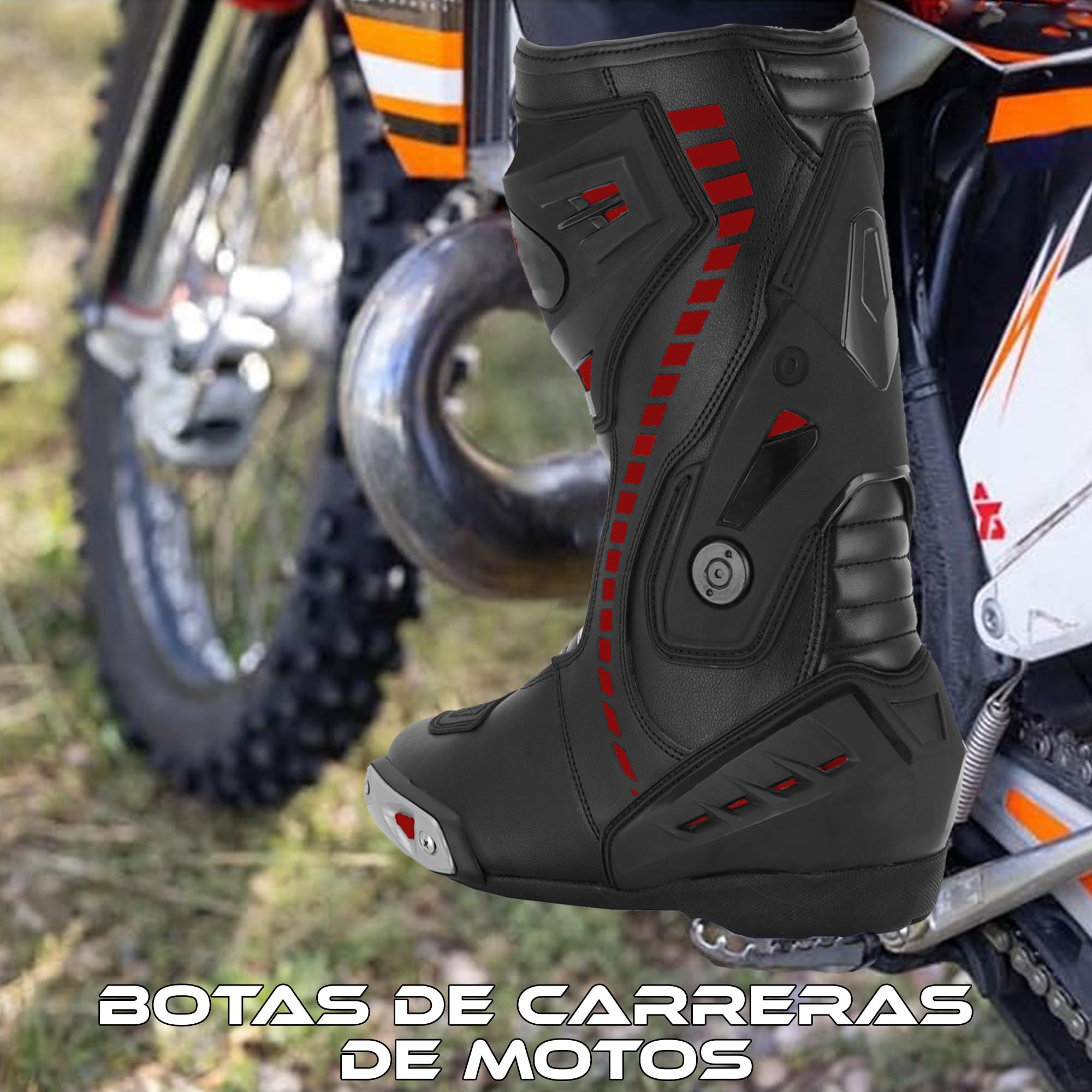 Herren Motorradschuhe Knöchel Motorrad wasserdicht Leder Rennstiefel Rutschfeste Sohle