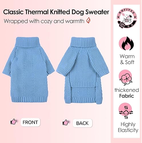 Miniatura 2 de AOFITEE Suéter para perro, suéter de Navidad para perros medianos, niñas y niños, suéter de punto sólido para perro, suéter de cuello alto, suéter