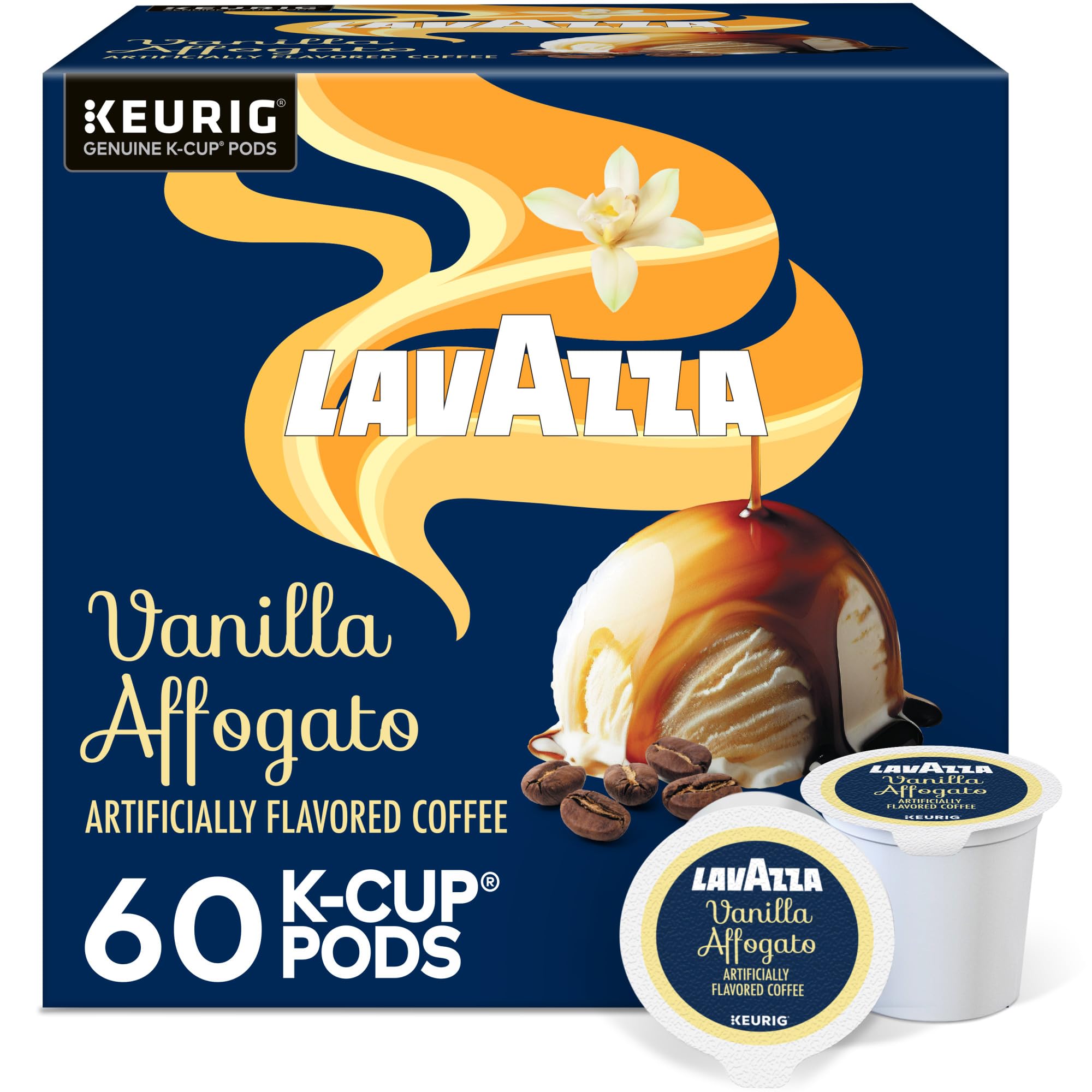 Lavazza Vanilla Affogato Coffee Single Serve Keurig K-Cup Pods Flavored Coffee 60-Count Box 6 Packs of 10